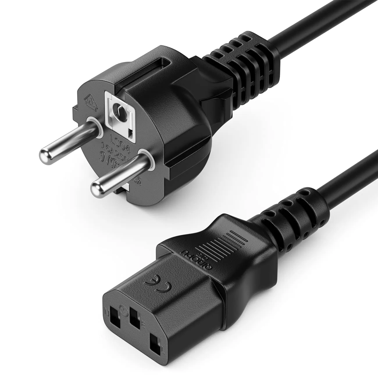 deleyCON Cavo Alimentazione 2m Spina Tipo F a Presa C13 - Nero - immagine 1
