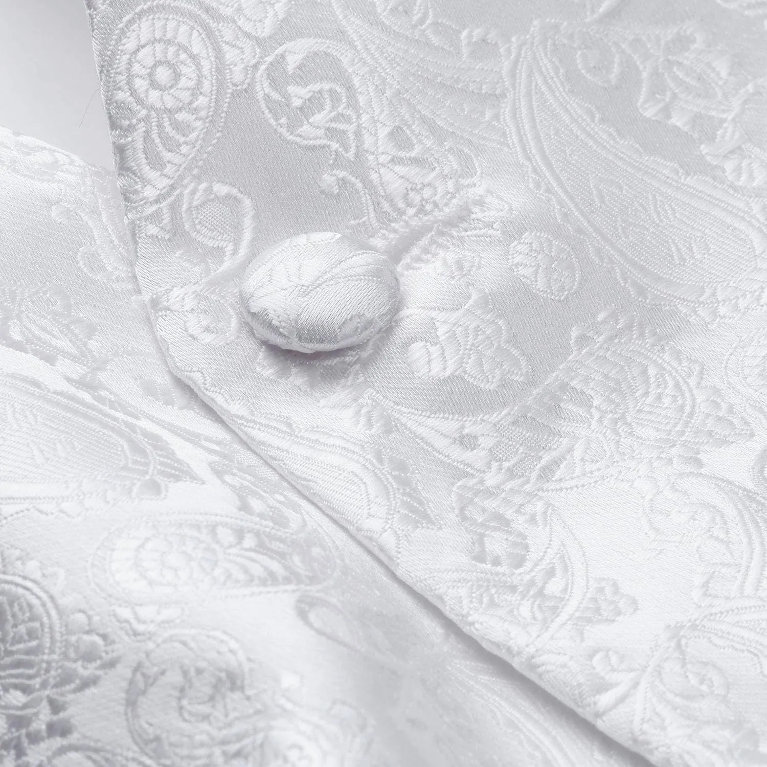HISDERN Gilet da uomo in Jacquard Paisley con cravatta e fazzoletto, Bianca - immagine 5