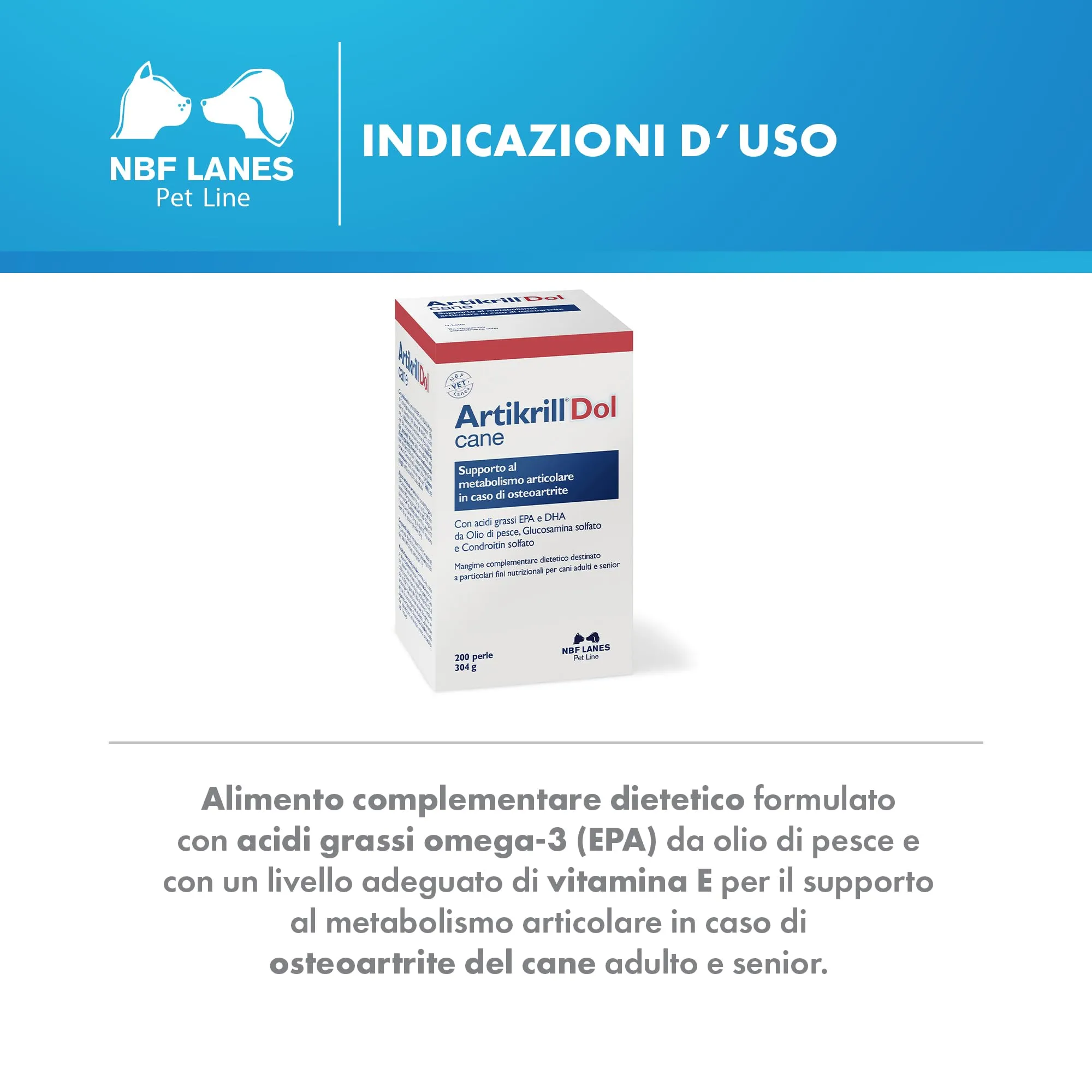 NBF Lanes Artikrill Dol Cane, 200 Perle, Supporto Metabolismo Articolare per Cane Adulto e Senior - immagine 3
