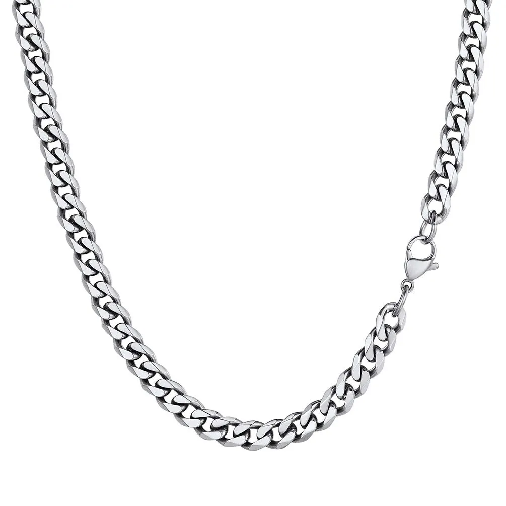 PROSTEEL Collana Uomo a Catena Cubana in Acciaio IONX, 6 mm x 60 cm, Argento - immagine 1