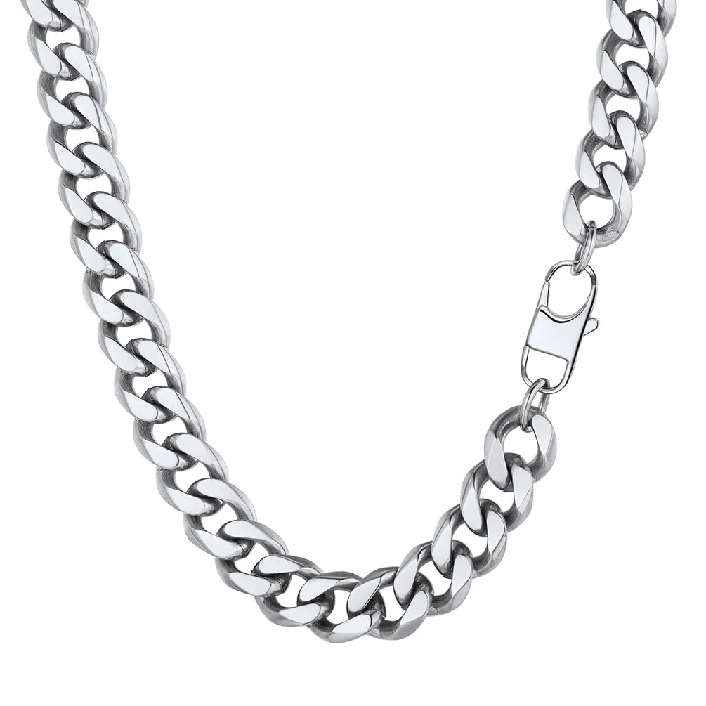 PROSTEEL Collana Uomo a Catena Cubana in Acciaio Inossidabile, 12 mm, 55 cm, Argento - immagine 1