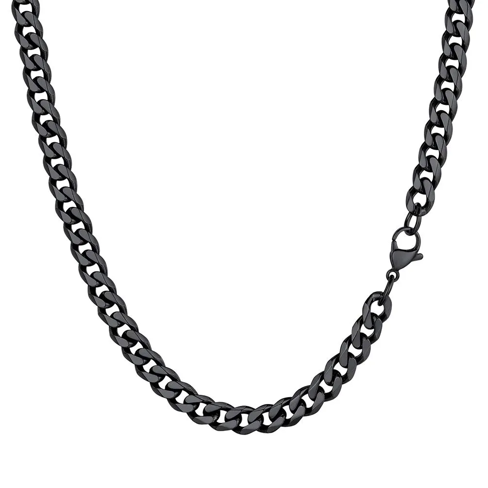PROSTEEL Collana Girocollo a Catena Cubana 6 mm, 36-41 cm, Acciaio Inossidabile, Nero - immagine 1