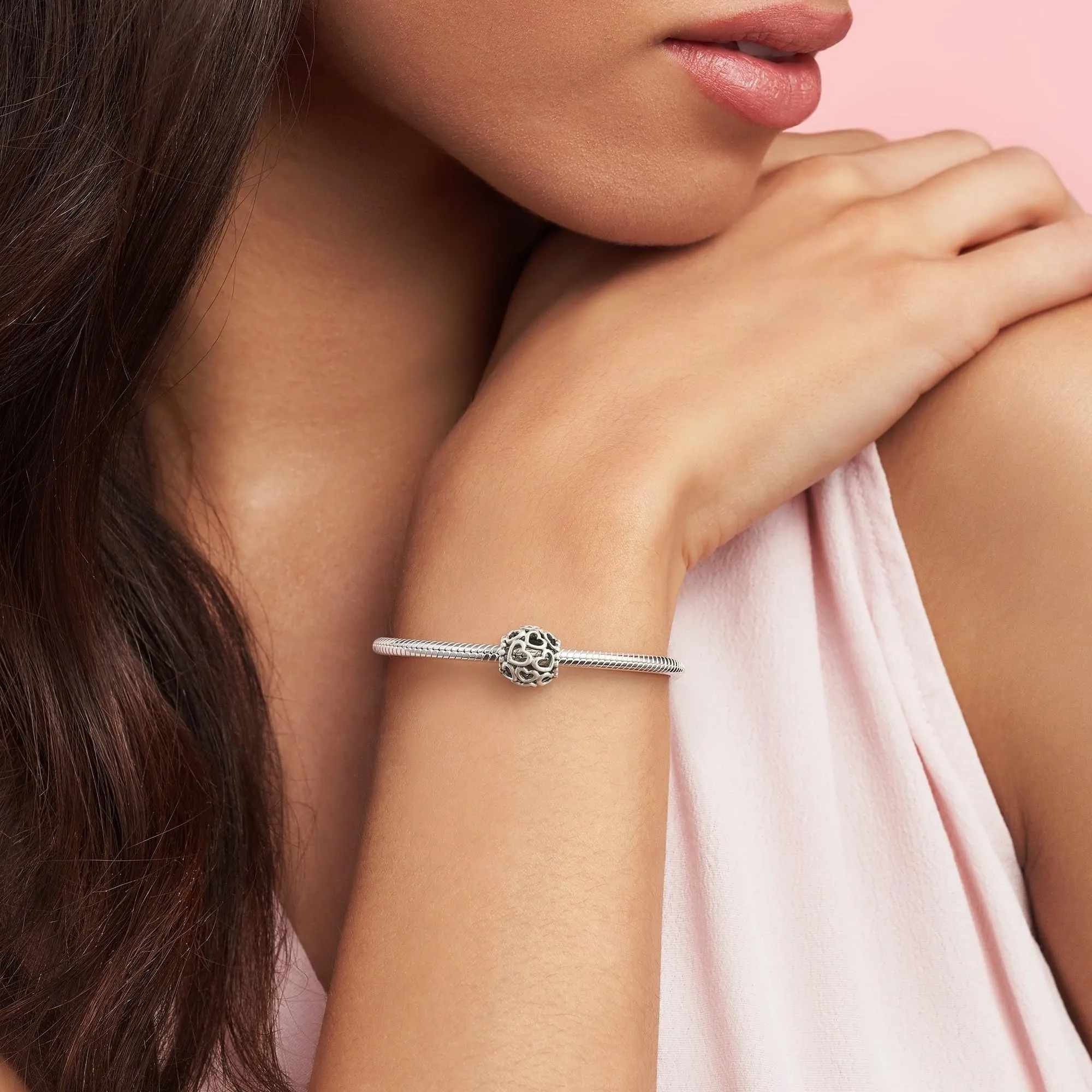 Pandora Charm Cuori All Over in Argento Sterling - immagine 3
