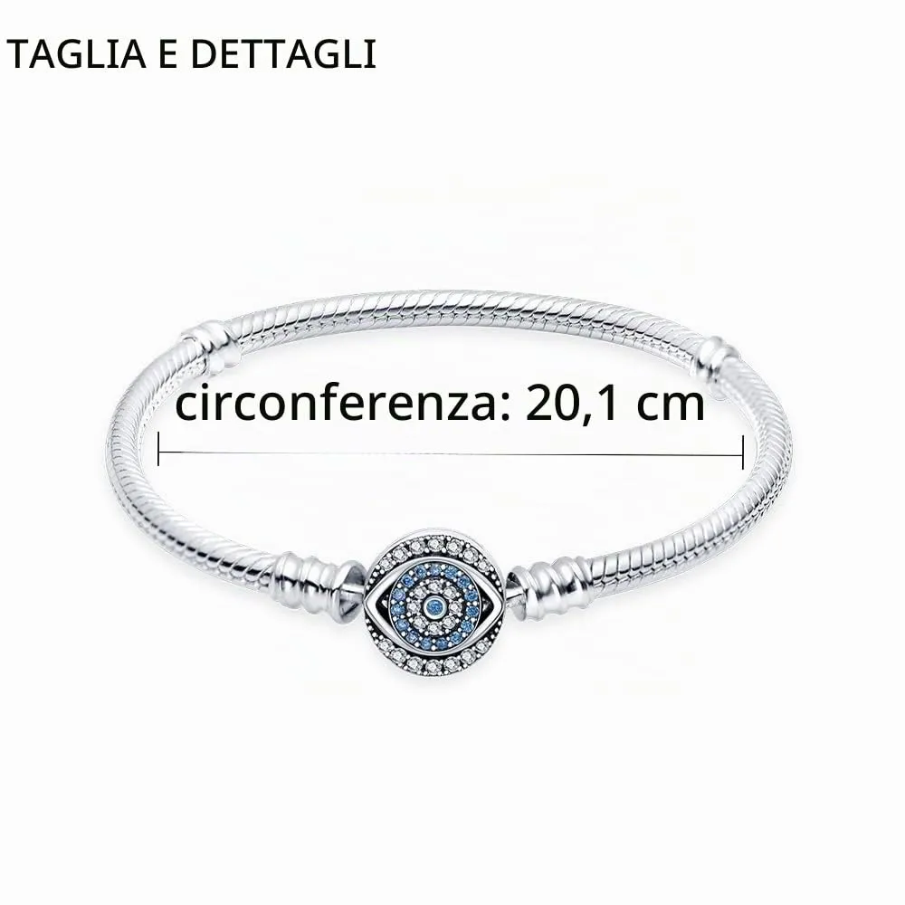 Pandach Bracciale Snake in Argento Sterling 925 per Ciondoli Compatibile con Pandora, 20cm - immagine 5