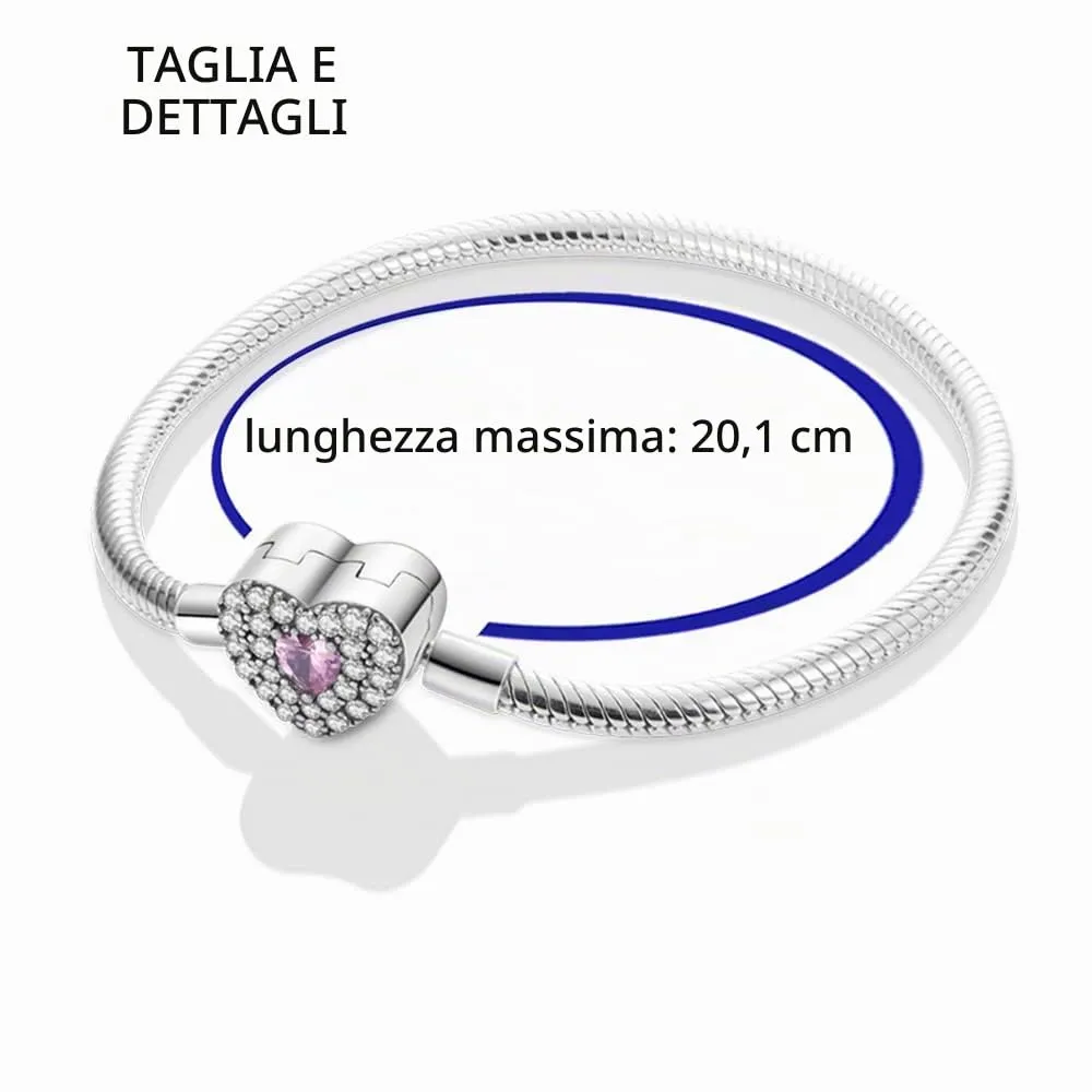 Pandach Bracciale Donna in Argento Sterling 925 Snake, Compatibile con Pandora, 20cm - immagine 4