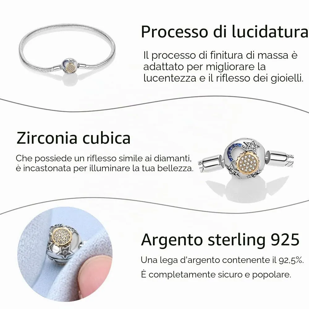 Pandach Bracciale Snake in Argento Sterling 925 per Ciondolo, Compatibile con Pandora, 18cm - immagine 3