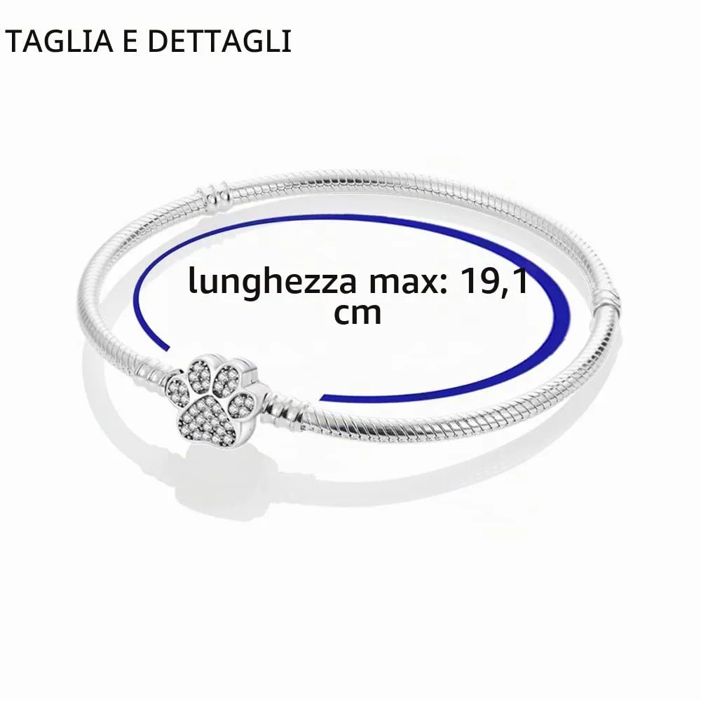 Pandach Bracciale Snake in Argento Sterling 925 per Ciondoli, 19cm - immagine 4