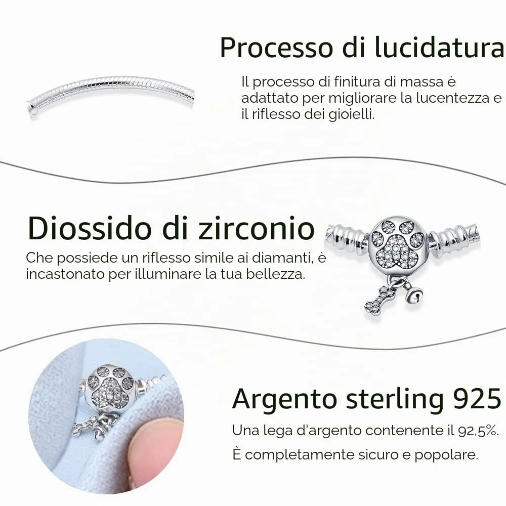 Pandach Bracciale Snake in Argento Sterling 925 per Ciondolo, Compatibile con Pandora, 19cm - immagine 3