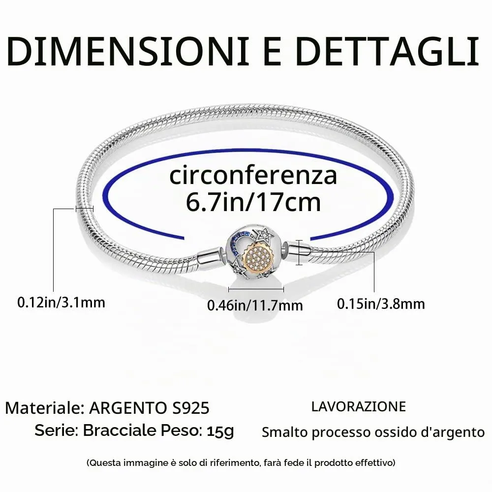 Pandach Bracciale Snake in Argento Sterling 925 per Ciondoli, Compatibile con Pandora, 17cm - immagine 6