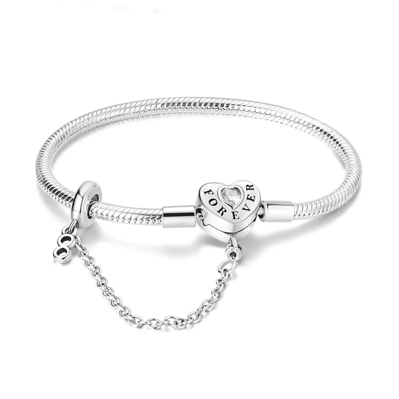 Pandach Bracciale Snake in Argento Sterling 925 per Ciondoli, Compatibile con Pandora, 17cm - immagine 1