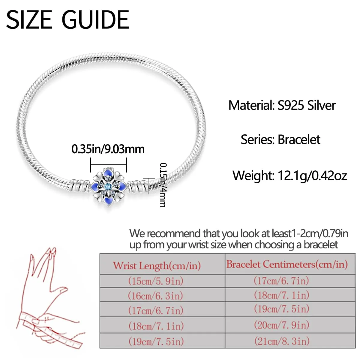 Pandach Bracciale Donna in Argento Sterling 925 Snake, Compatibile con Pandora, 17cm - immagine 4