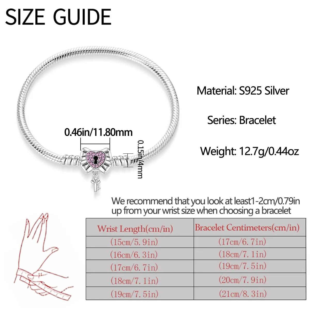 Pandach Bracciale Snake in Argento Sterling 925 per Donna, Compatibile con Pandora, 18cm - immagine 2