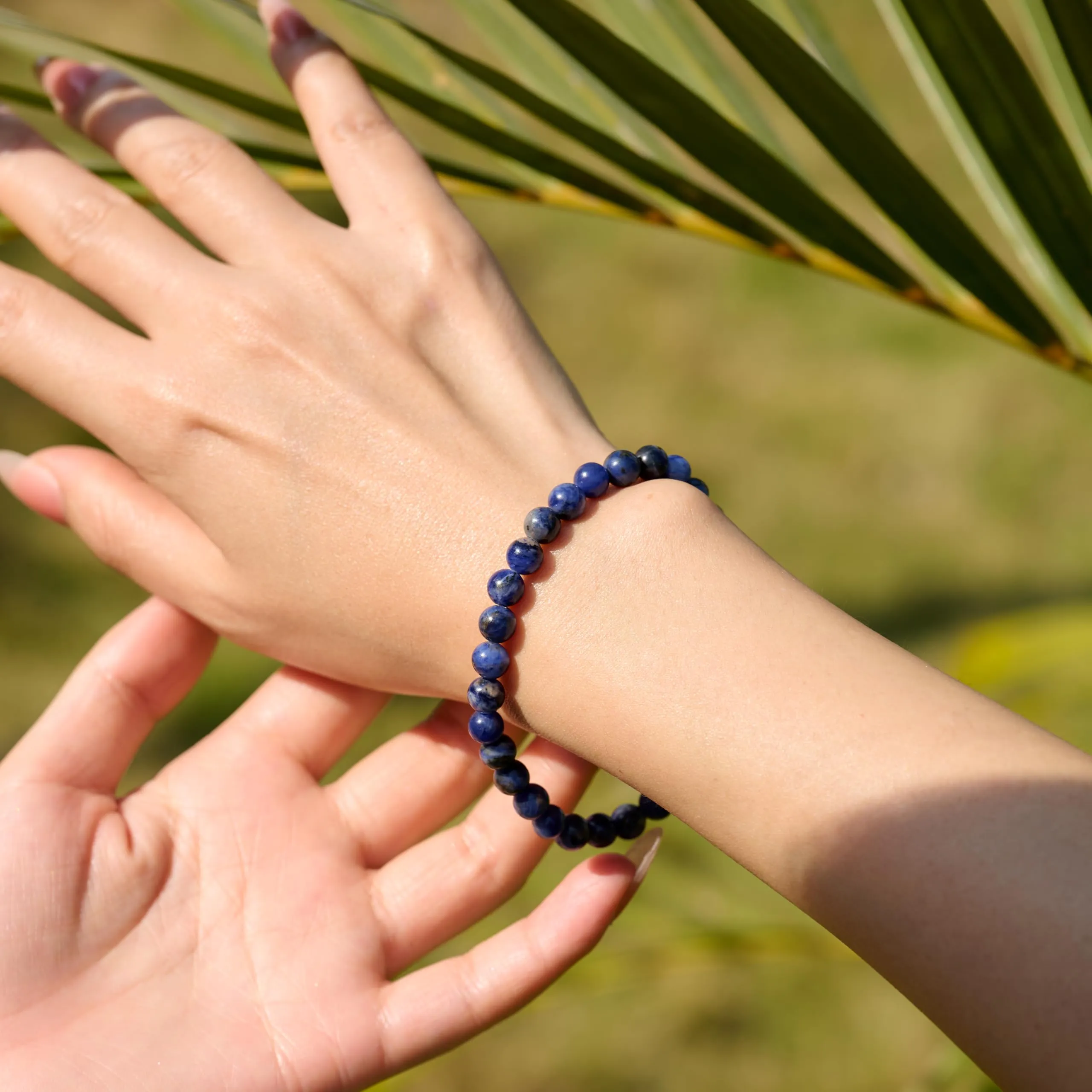 Bivei Sodalite Braccialetto Perline 6mm Cristallo Naturale Elastico per Donna - immagine 2