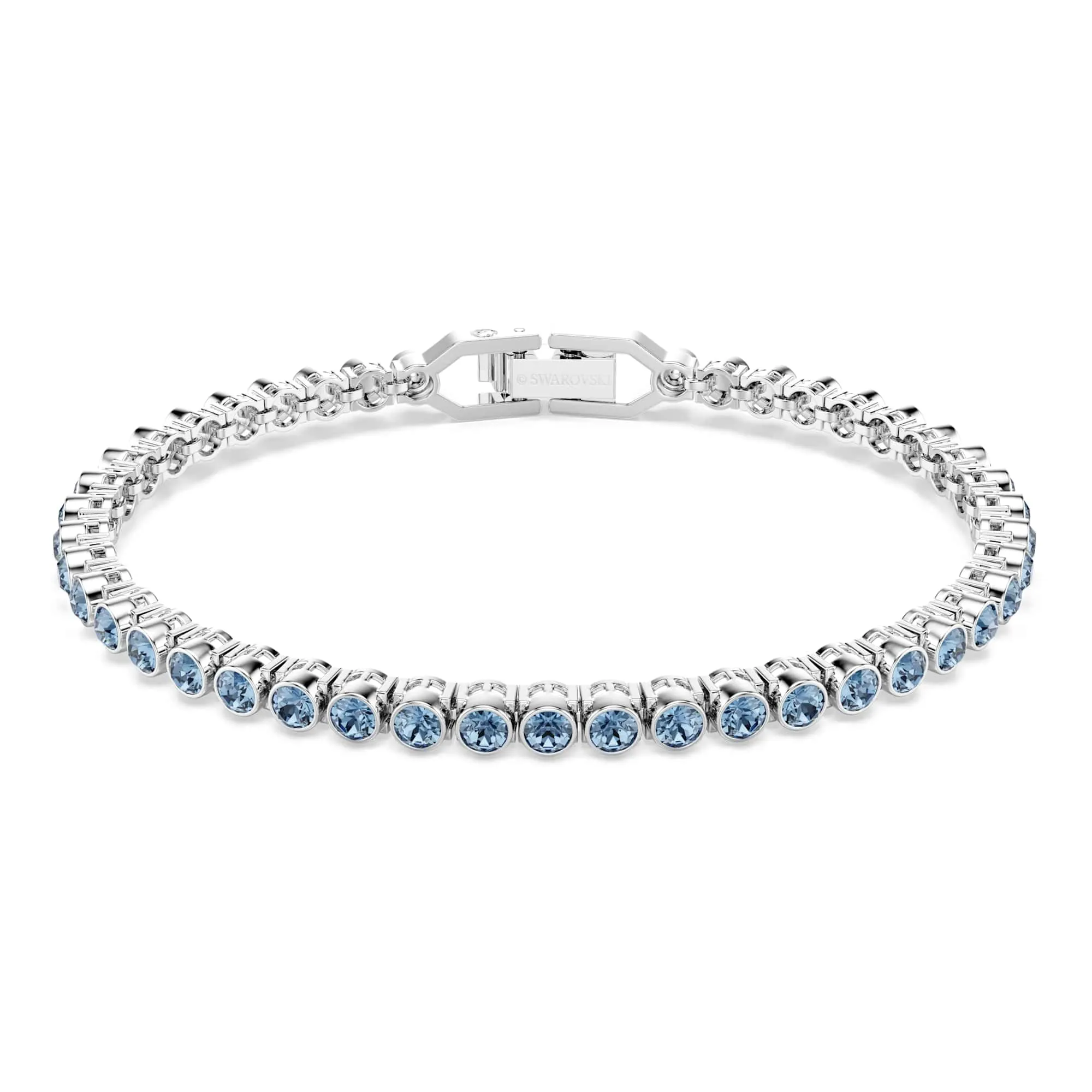 Swarovski Imber Bracciale Tennis, Cristalli Blu, Placcatura Rodio, 16,5-18,5 cm - immagine 1