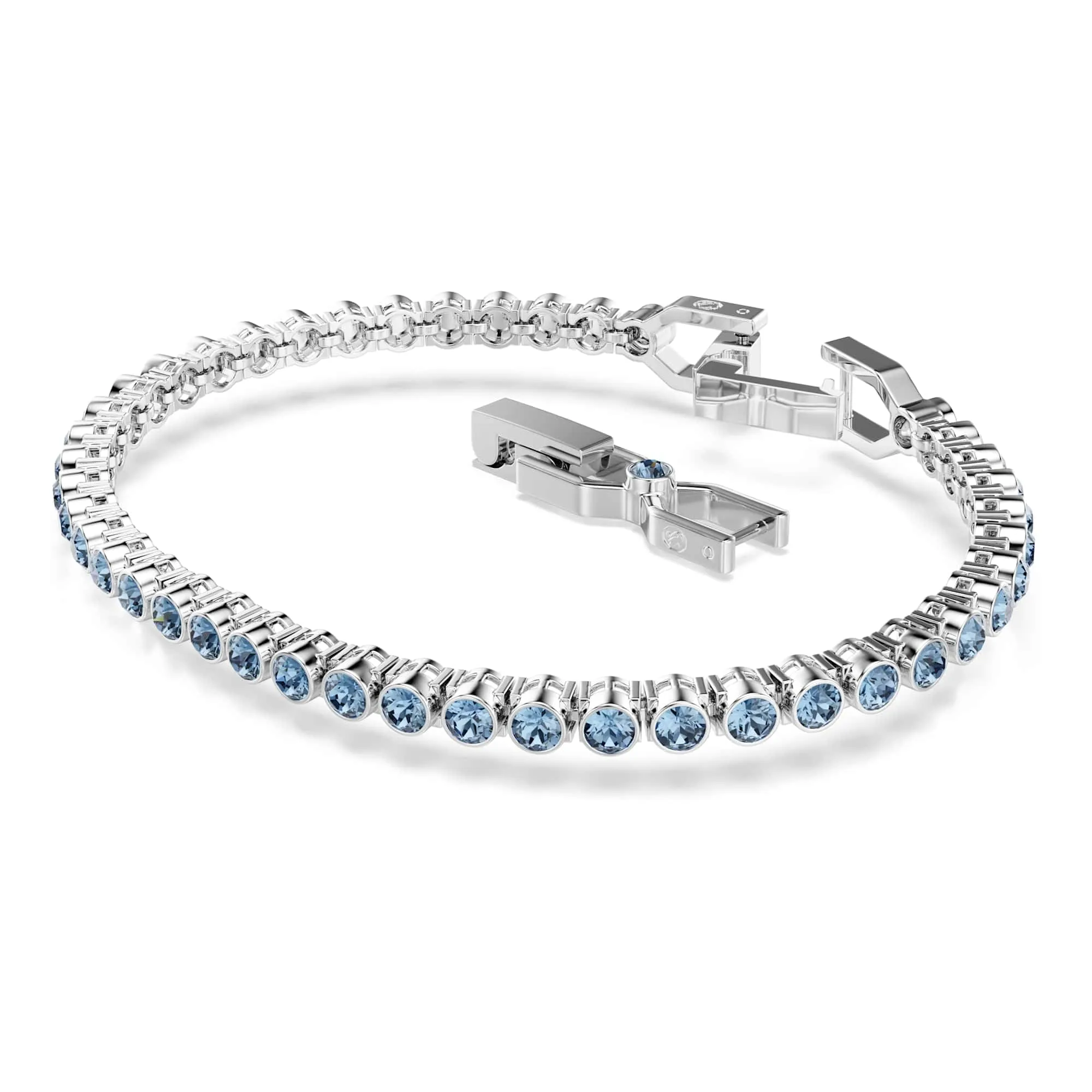 Swarovski Imber Bracciale Tennis, Cristalli Blu, Placcatura Rodio, 16,5-18,5 cm - immagine 2