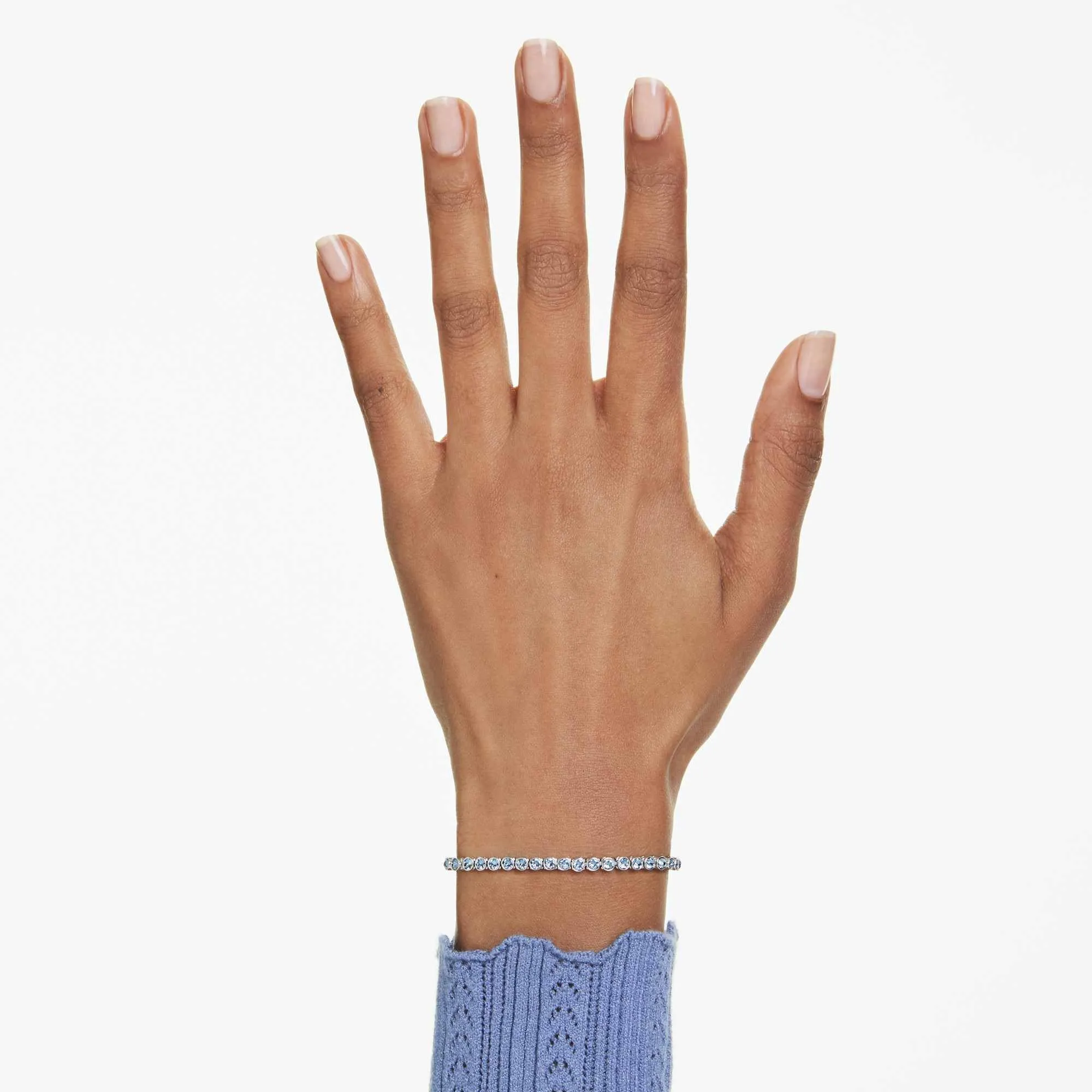 Swarovski Imber Bracciale Tennis, Cristalli Blu, Placcatura Rodio, 16,5-18,5 cm - immagine 6