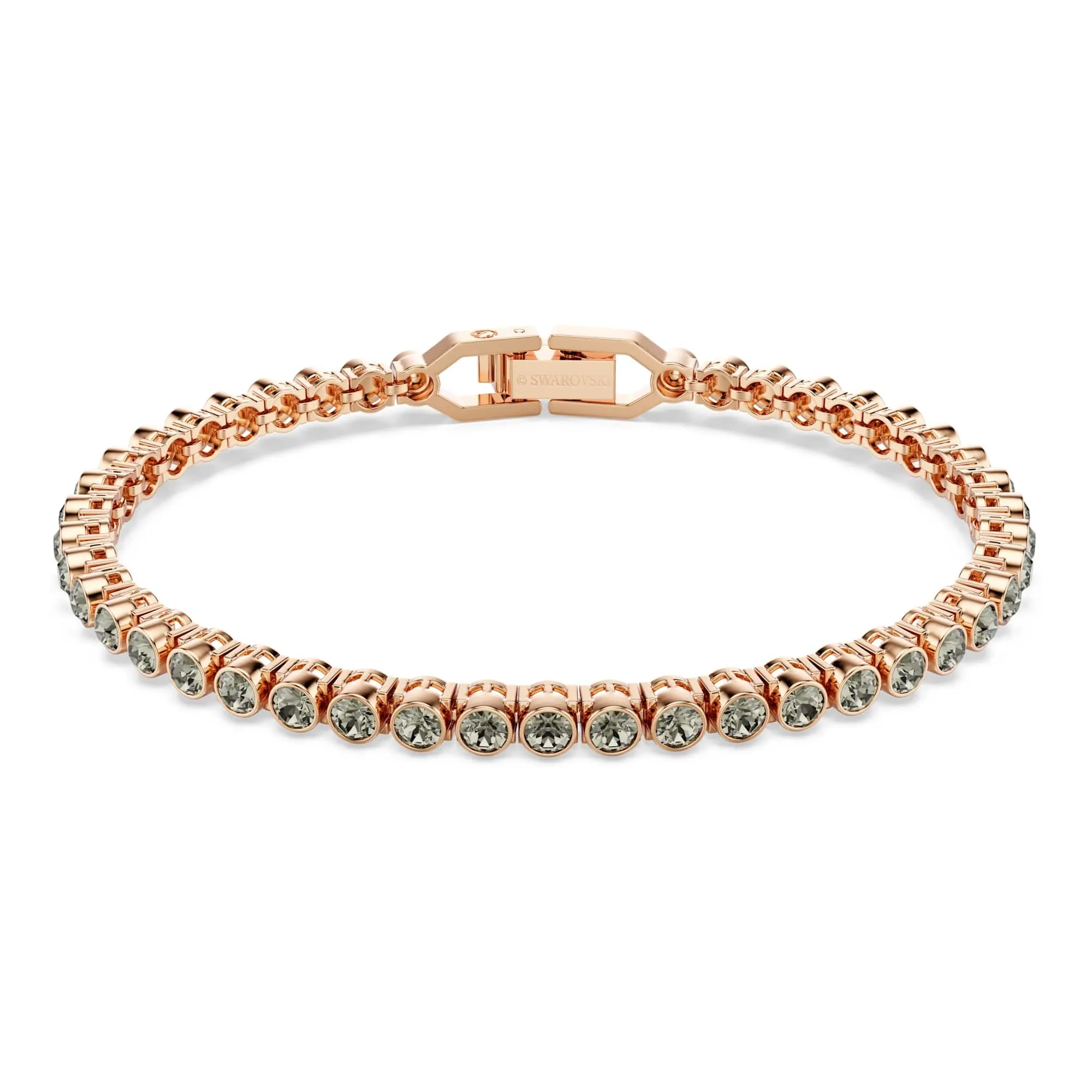 Swarovski Imber Bracciale Tennis con Cristalli Neri, Taglio Round, Placcatura Oro Rosa, 16,5-18,5 cm - immagine 1