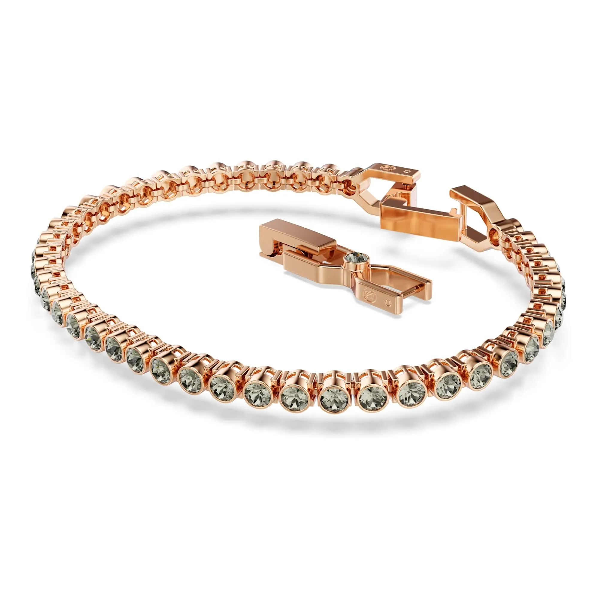 Swarovski Imber Bracciale Tennis con Cristalli Neri, Taglio Round, Placcatura Oro Rosa, 16,5-18,5 cm - immagine 2
