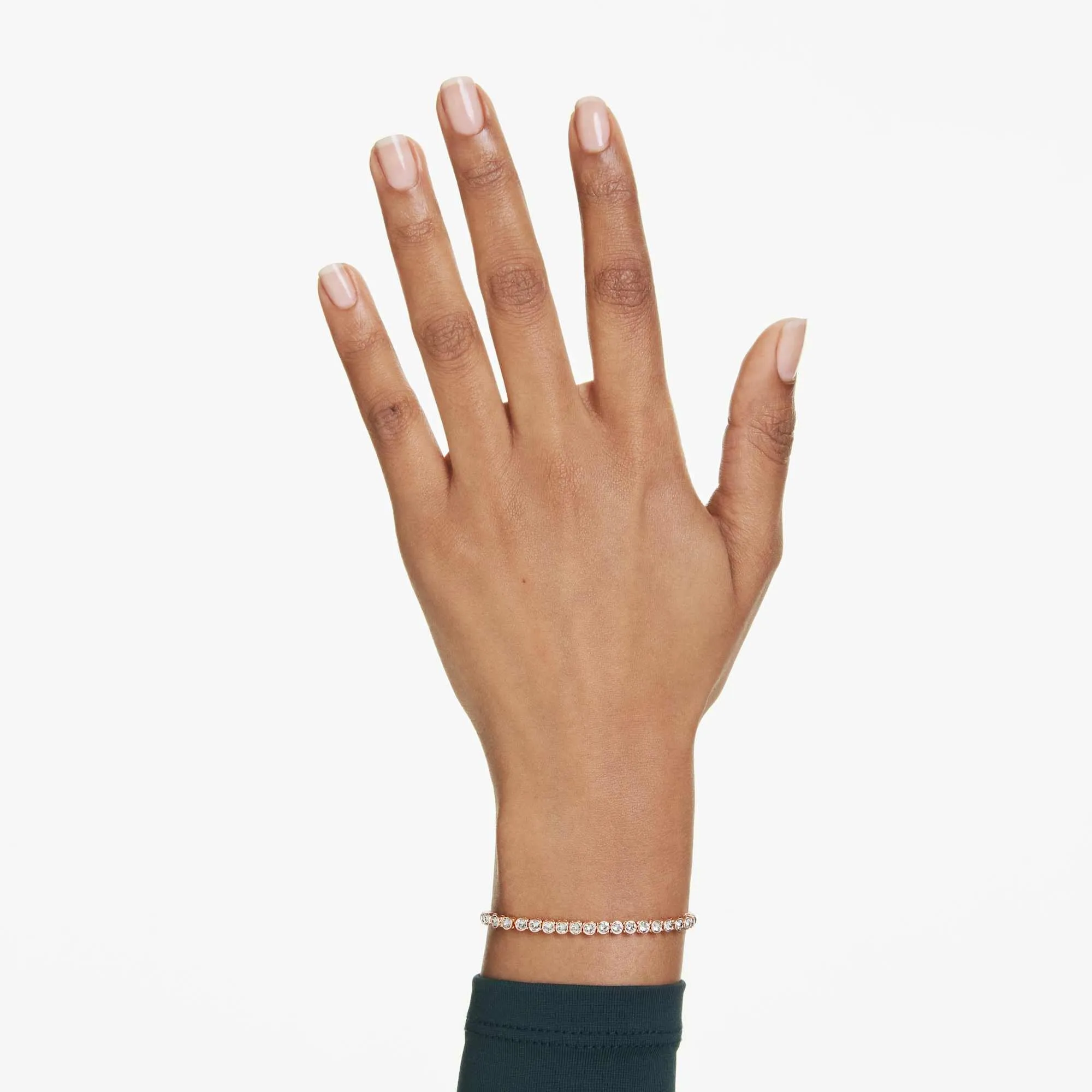 Swarovski Imber Bracciale Tennis con Cristalli Neri, Taglio Round, Placcatura Oro Rosa, 16,5-18,5 cm - immagine 6