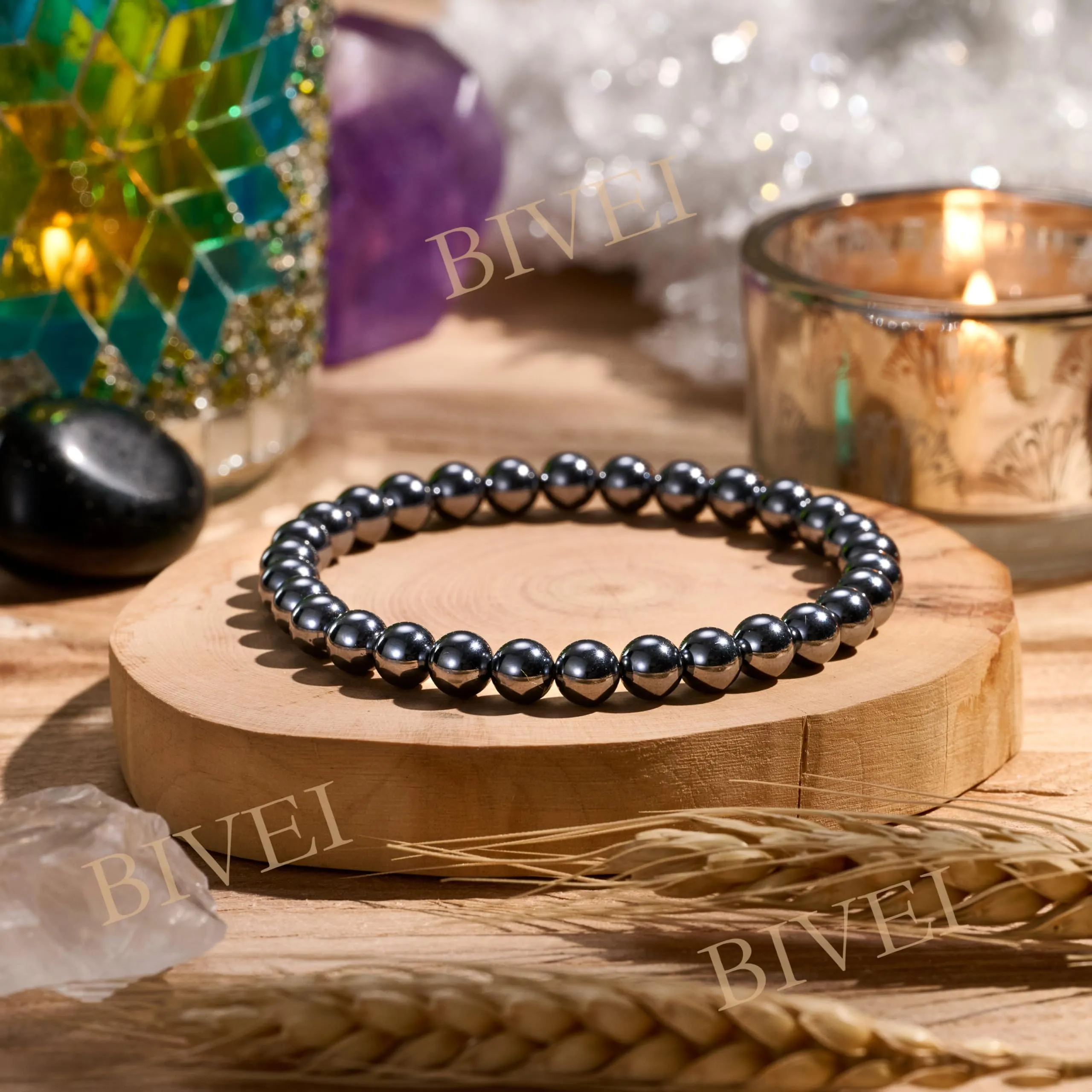 Bivei Terahertz Natural Crystal Beaded Bracelet 6mm, 21cm - immagine 4