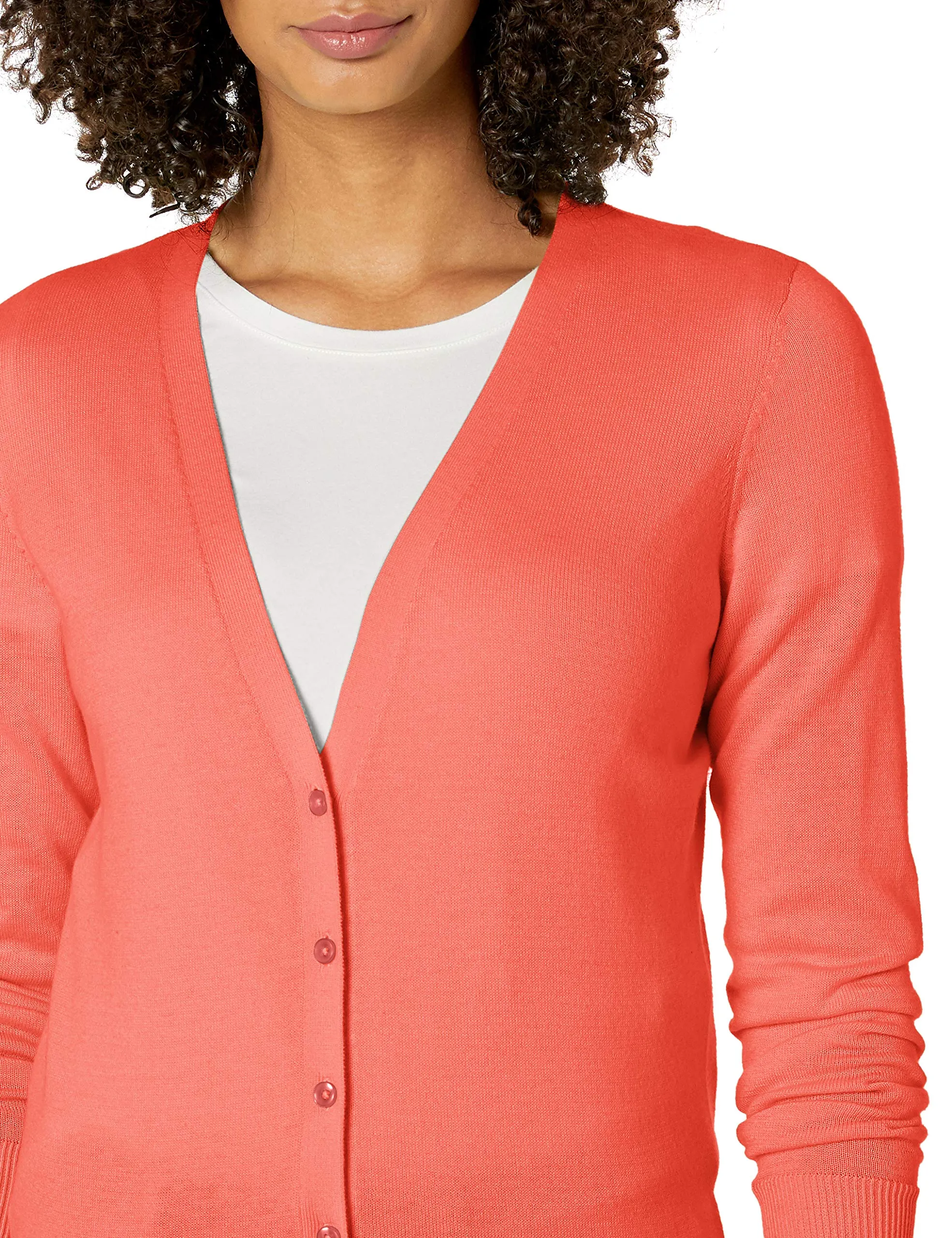 Amazon Essentials Felpa Cardigan Leggera Donna, Rosa Corallo, S - immagine 4