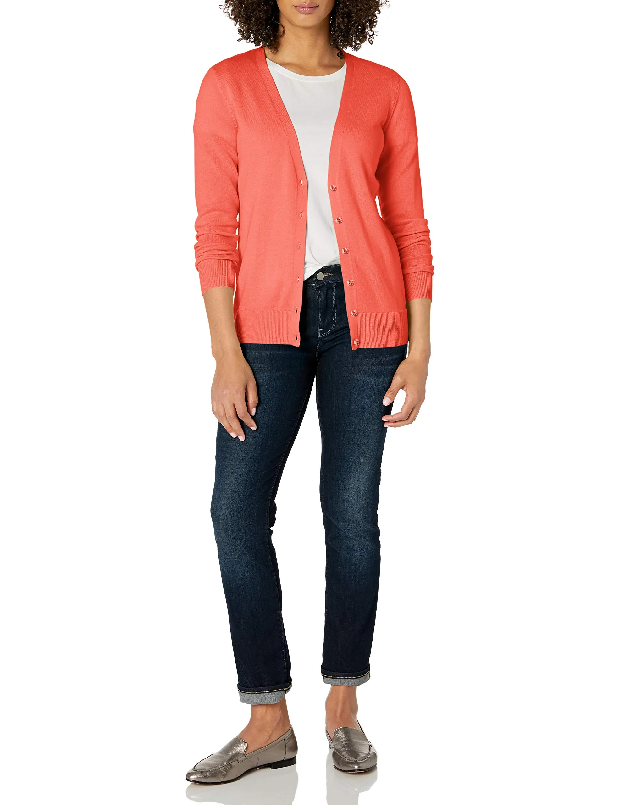 Amazon Essentials Felpa Cardigan Leggera Donna, Rosa Corallo, S - immagine 5
