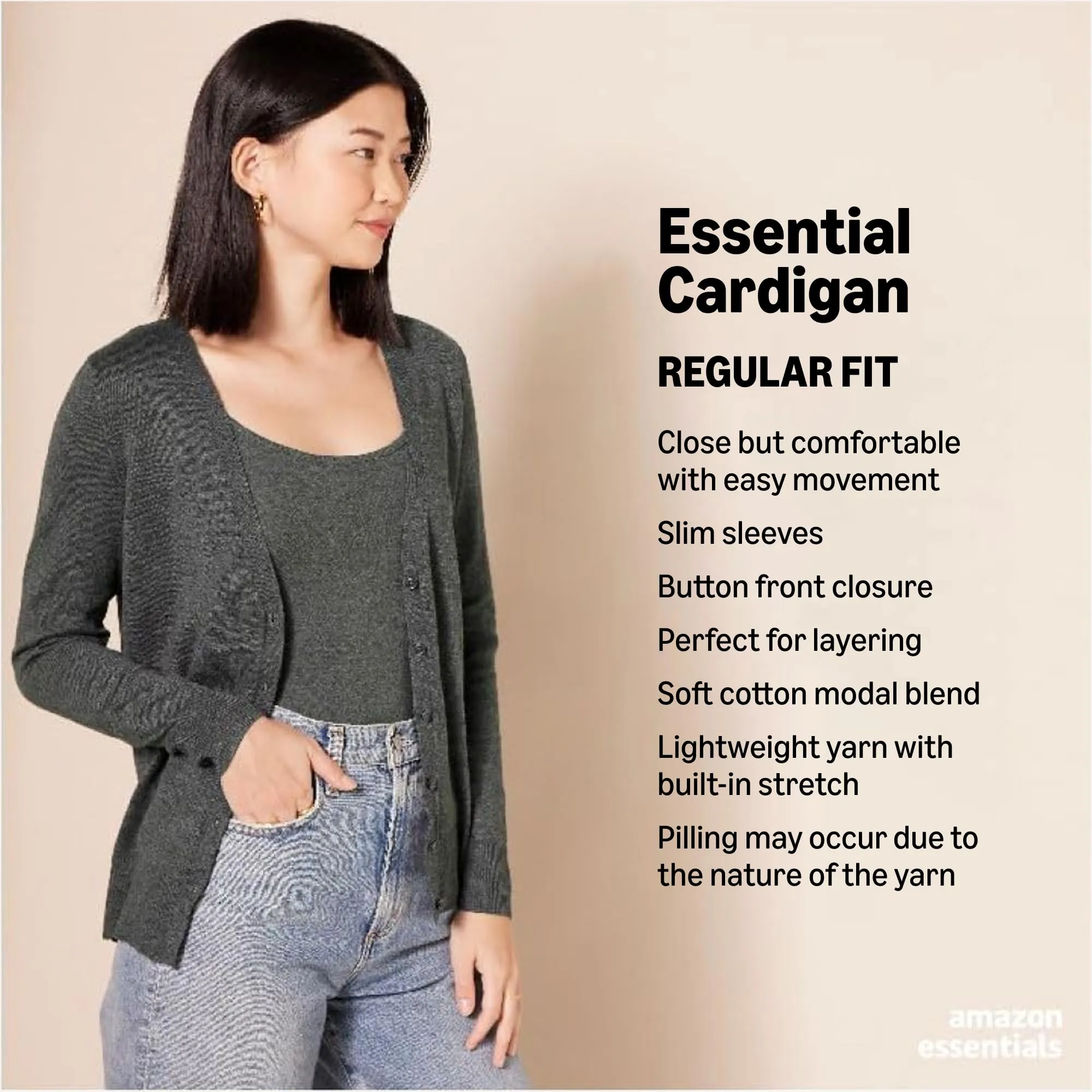 Amazon Essentials Felpa Cardigan Leggera Donna, Rosa Corallo, XL - immagine 2