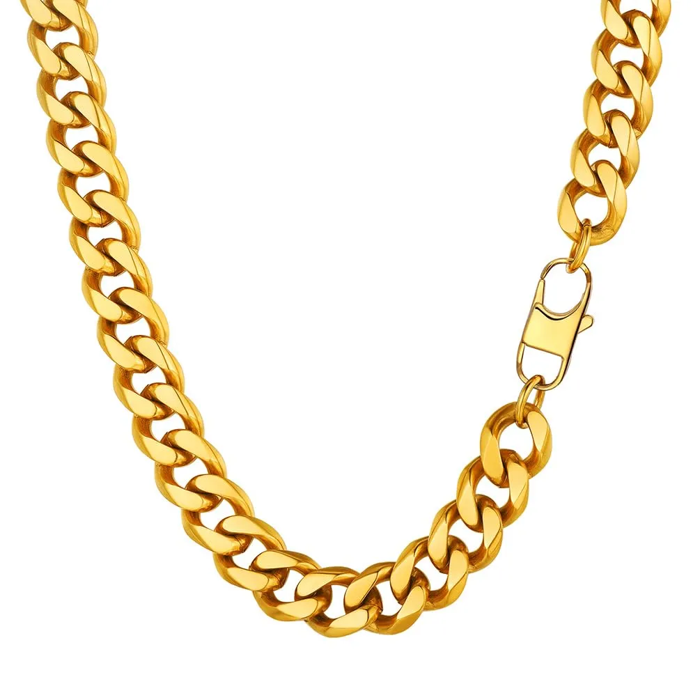 PROSTEEL Collana a Catena Cubana da Uomo, 12 mm, 75 cm, Acciaio Placcato Oro - immagine 1