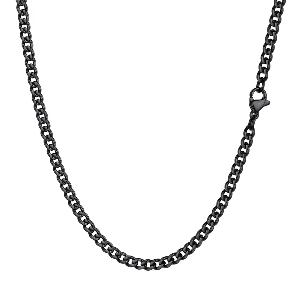 PROSTEEL Collana Choker a Catena Barbazzale Cubana, 3 mm, 36-41 cm, Acciaio Inossidabile, Nero - immagine 1