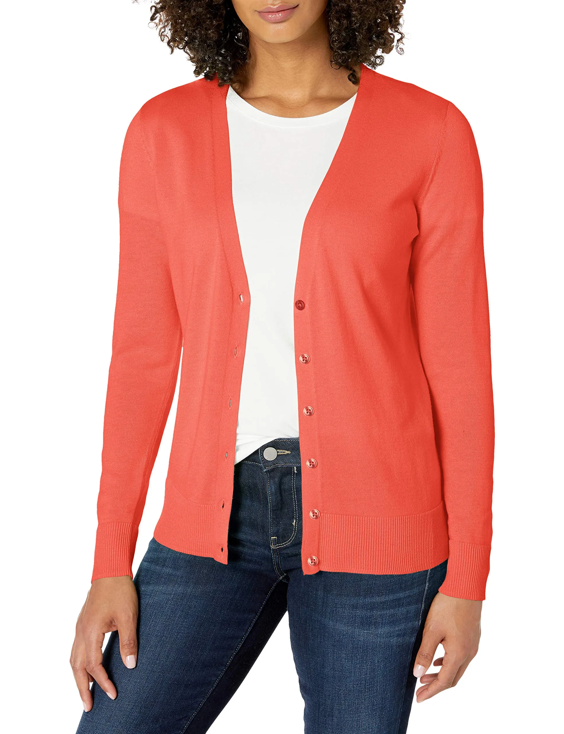 Amazon Essentials Felpa Cardigan Leggera Donna, Rosa Corallo, XXL - immagine 1