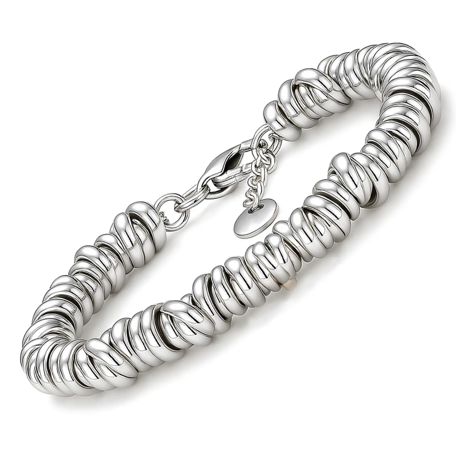 Saga Gioielli Bracciale Donna Intrecciato Nodini Acciaio Argento - immagine 1