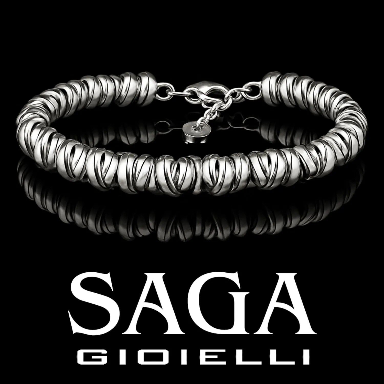 Saga Gioielli Bracciale Donna Intrecciato Nodini Acciaio Argento - immagine 6