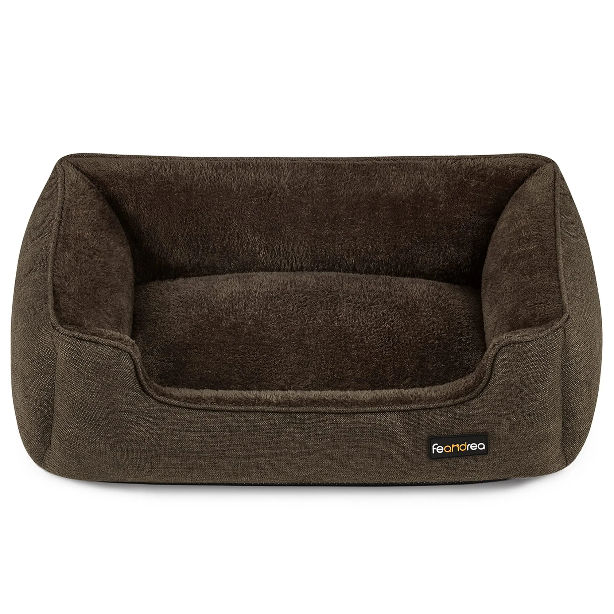 Feandrea Cuccia per Cani in Simil Lino, Bordi Rialzati, Fondo Antiscivolo, Copertura Sfoderabile, Taglia L, 90 x 75 x 25 cm, Marrone PGW11CC - immagine 1