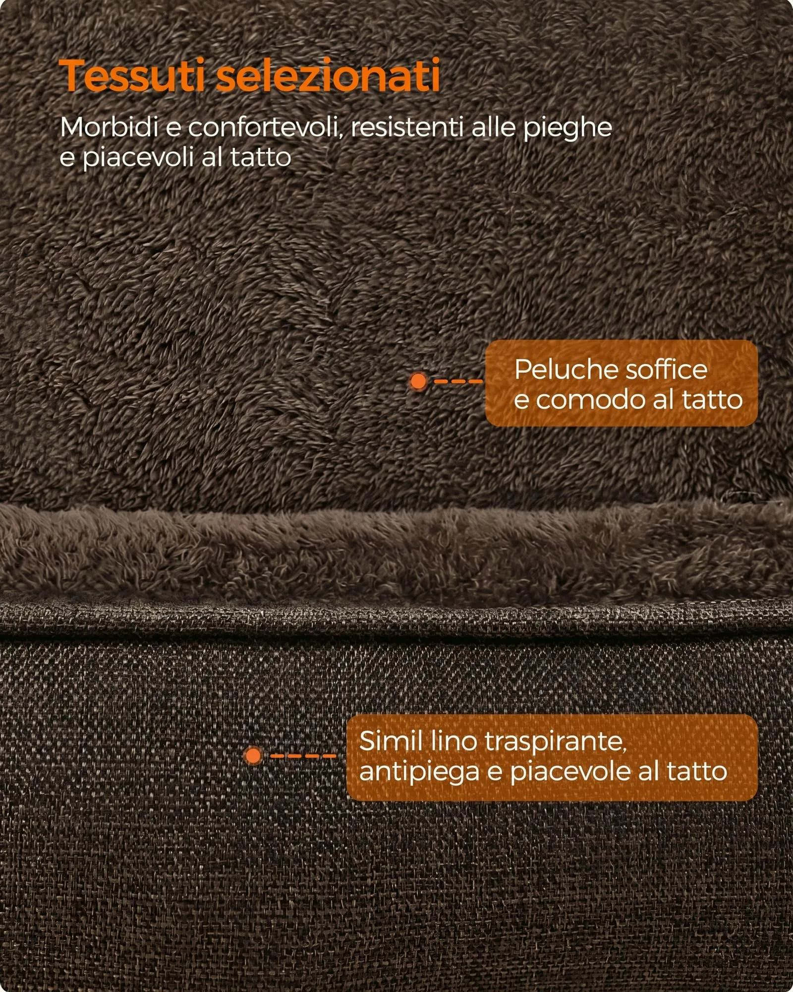 Feandrea Cuccia per Cani in Simil Lino, Bordi Rialzati, Fondo Antiscivolo, Copertura Sfoderabile, Taglia L, 90 x 75 x 25 cm, Marrone PGW11CC - immagine 4