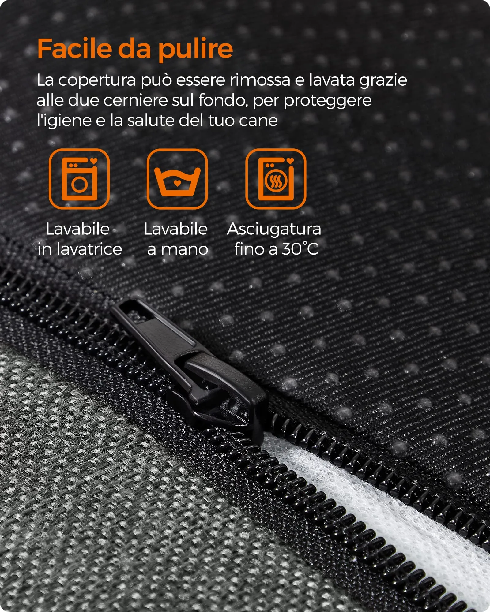 Feandrea Cuccia per Cani in Simil Lino, Taglia M, 70 x 55 x 21 cm, Grigio Chiaro PGW10GG - immagine 6