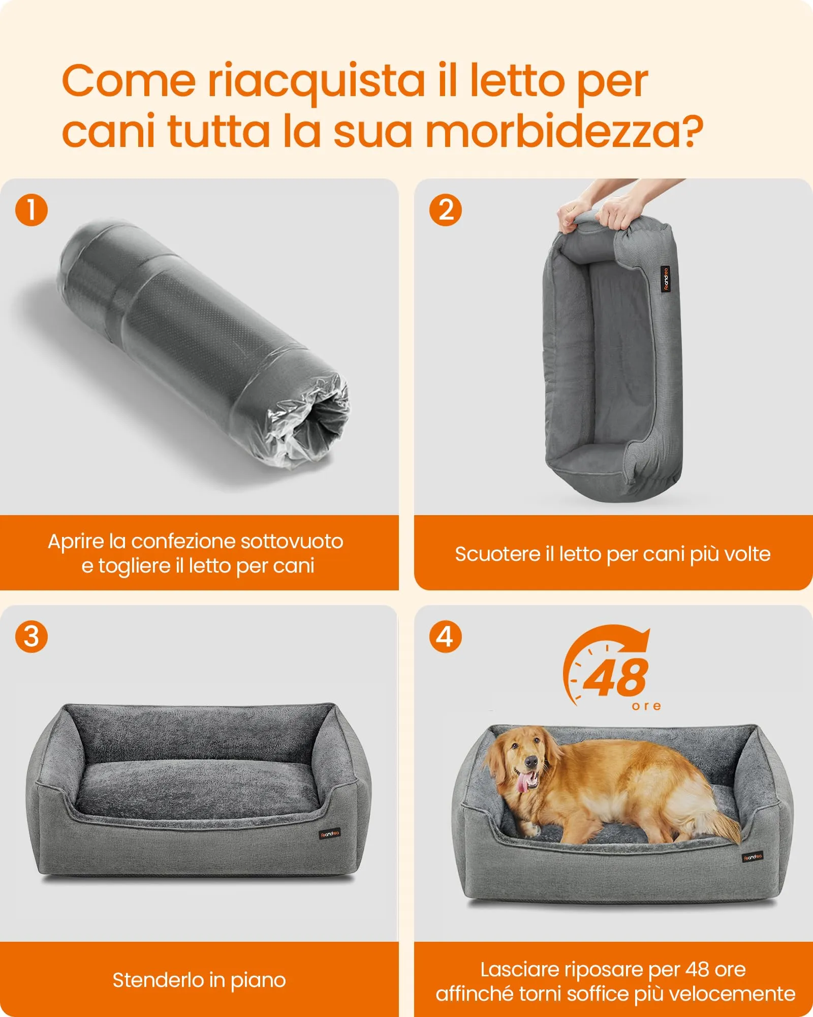 Feandrea Cuccia per Cani in Simil Lino, Taglia XL, 110 x 75 x 27 cm, Grigio Chiaro PGW12GG - immagine 8
