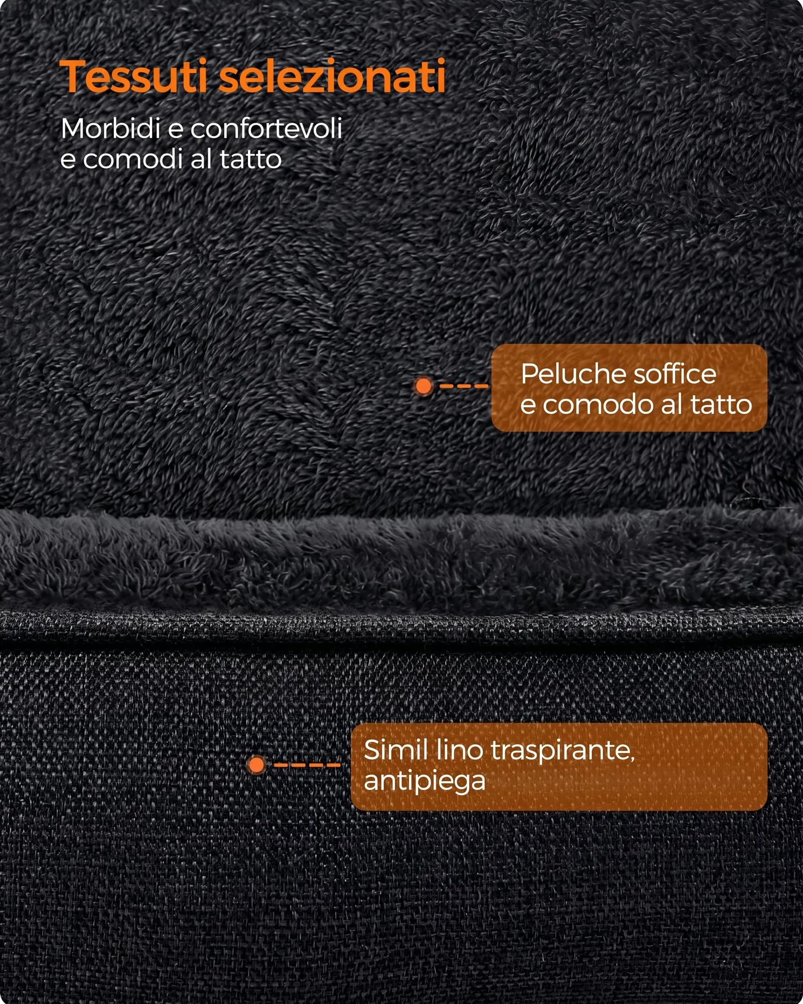 Feandrea Cuccia per Cani in Simil Lino, Taglia L, 90 x 75 x 25 cm, Grigio Scuro PGW011G01 - immagine 4