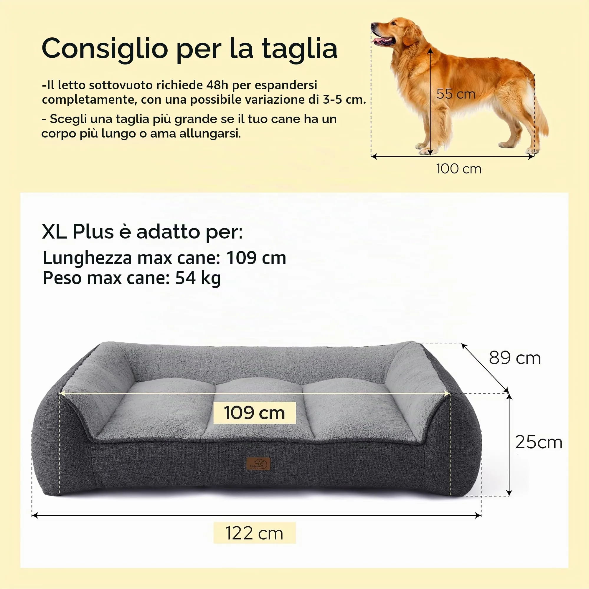 Bedsure SupportMax Cuccia Cani Extra Spessa XXL 122x89cm - immagine 4