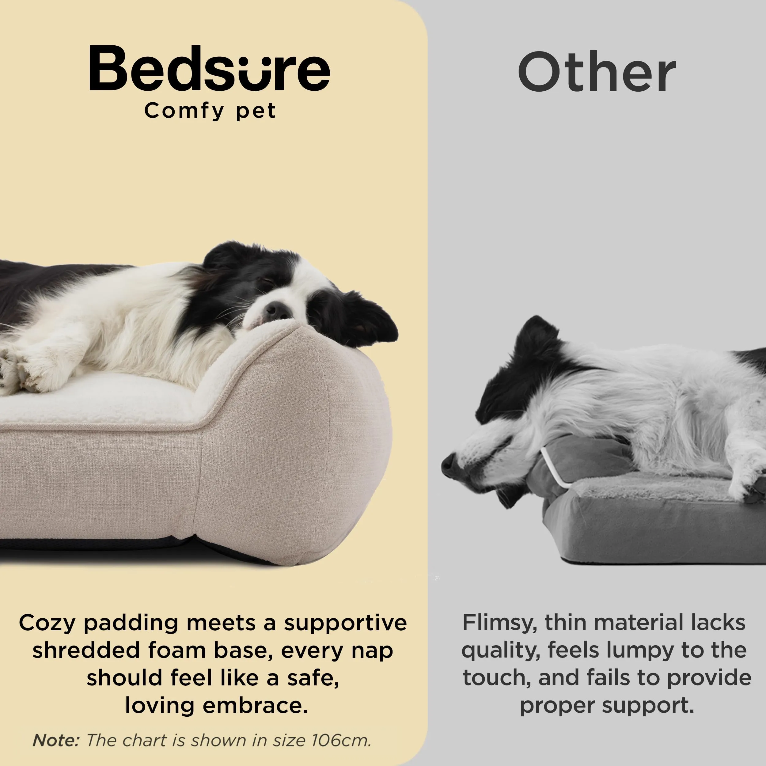 Bedsure SupportMax Extra Spesso Cuccia Cani Grande 96x71cm, Crema - immagine 3