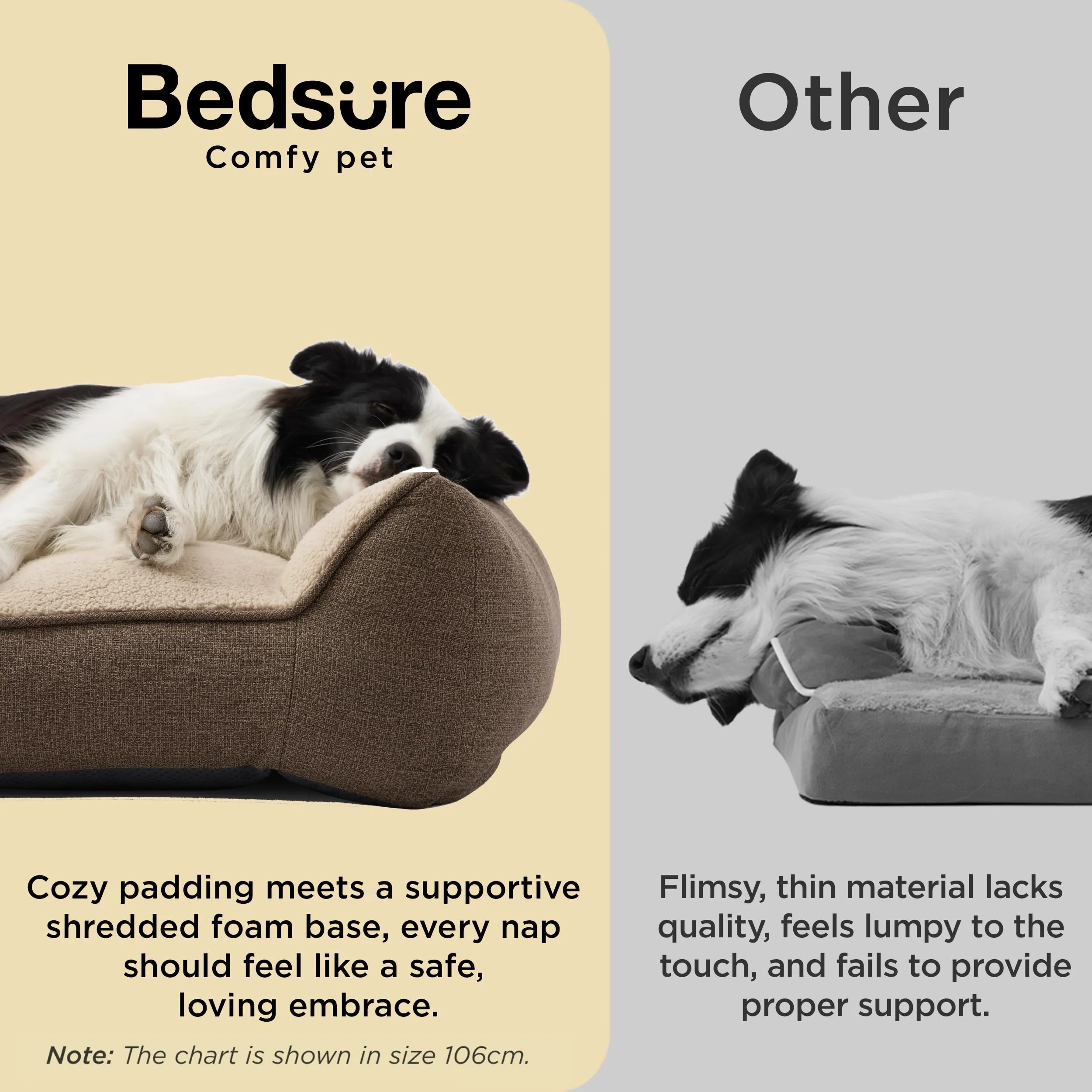 Bedsure SupportMax Cuccia Cani XL, 106x76cm, Marrone - immagine 3