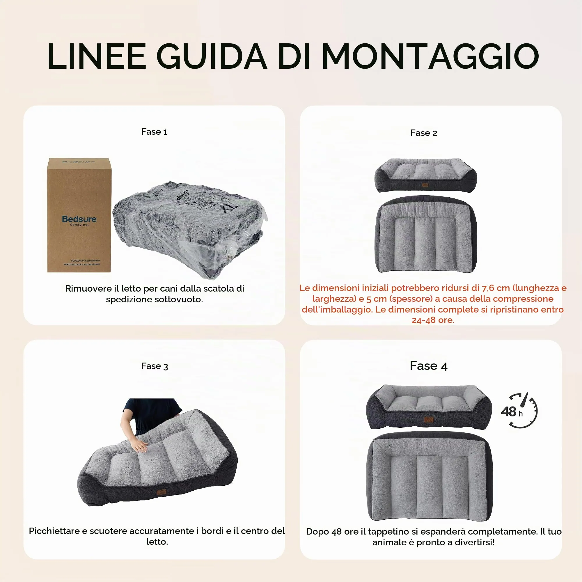 Bedsure SupportMax Cuccia Cani XL, 106x76cm, Marrone - immagine 8
