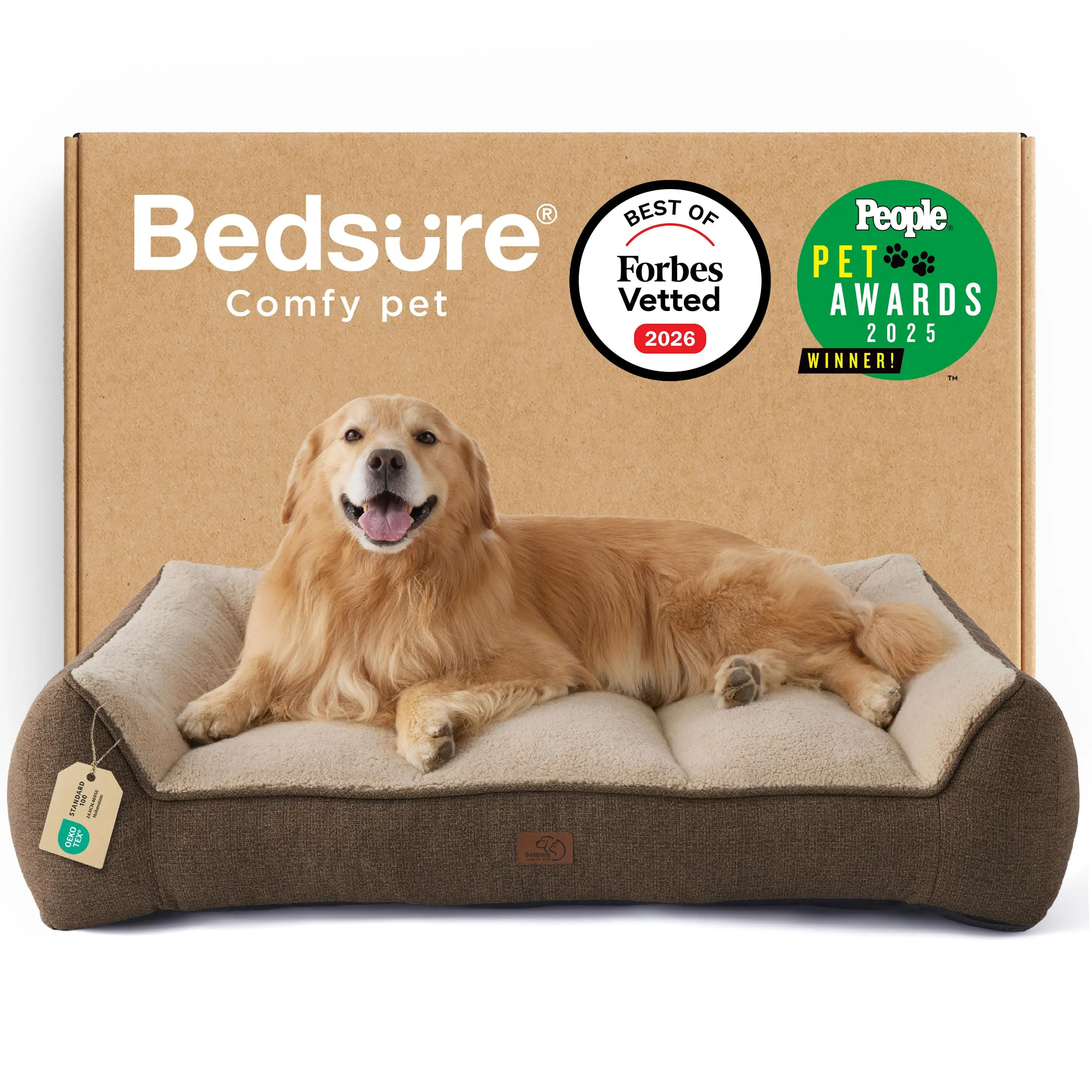 Bedsure SupportMax Cuccia Cani Extra Spessa XXL 122x89cm, Marrone - immagine 1