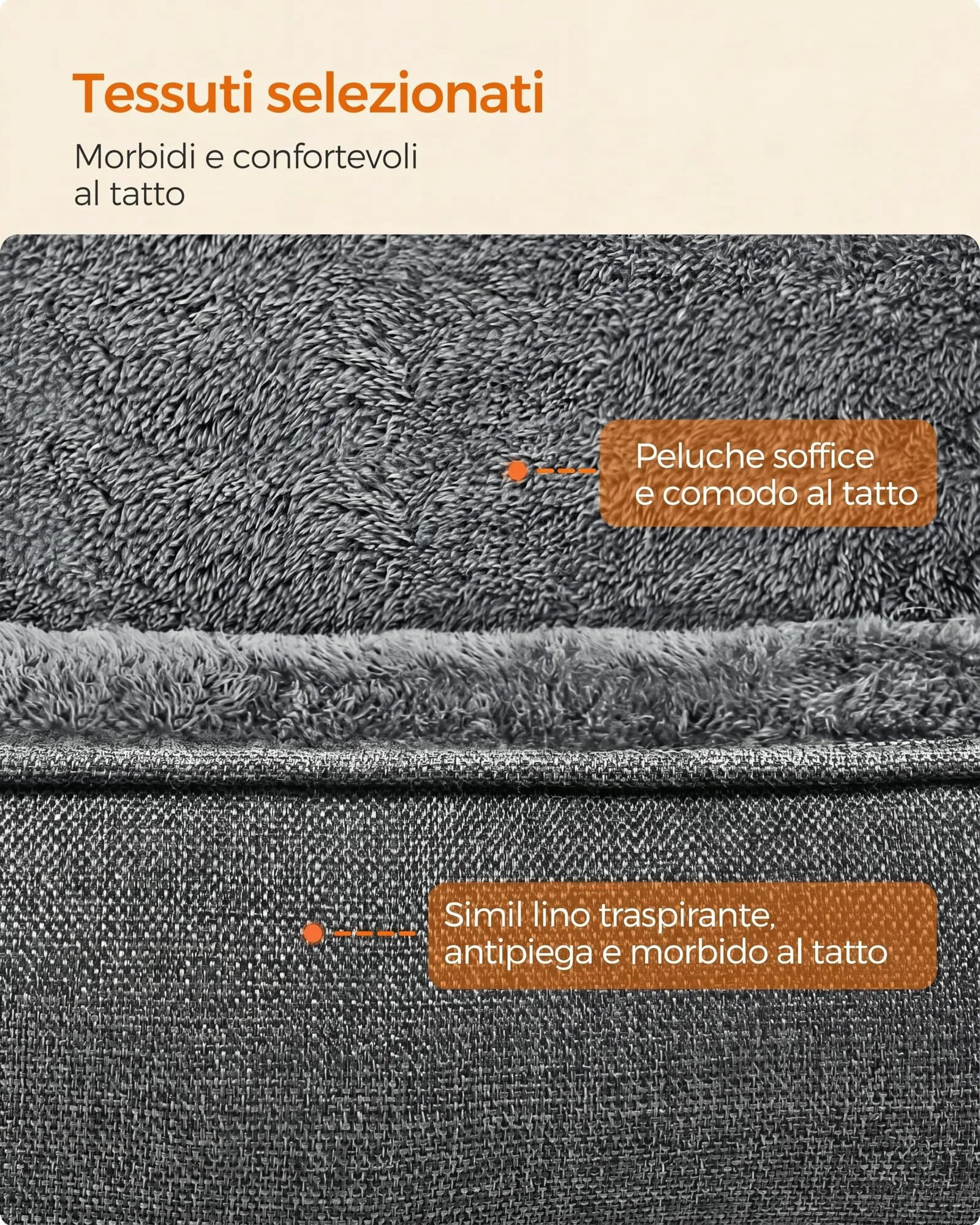 Feandrea Cuccia per Cani in Simil Lino, XL, 100 x 75 x 25 cm, Grigio Tortora PGW014GD01 - immagine 4
