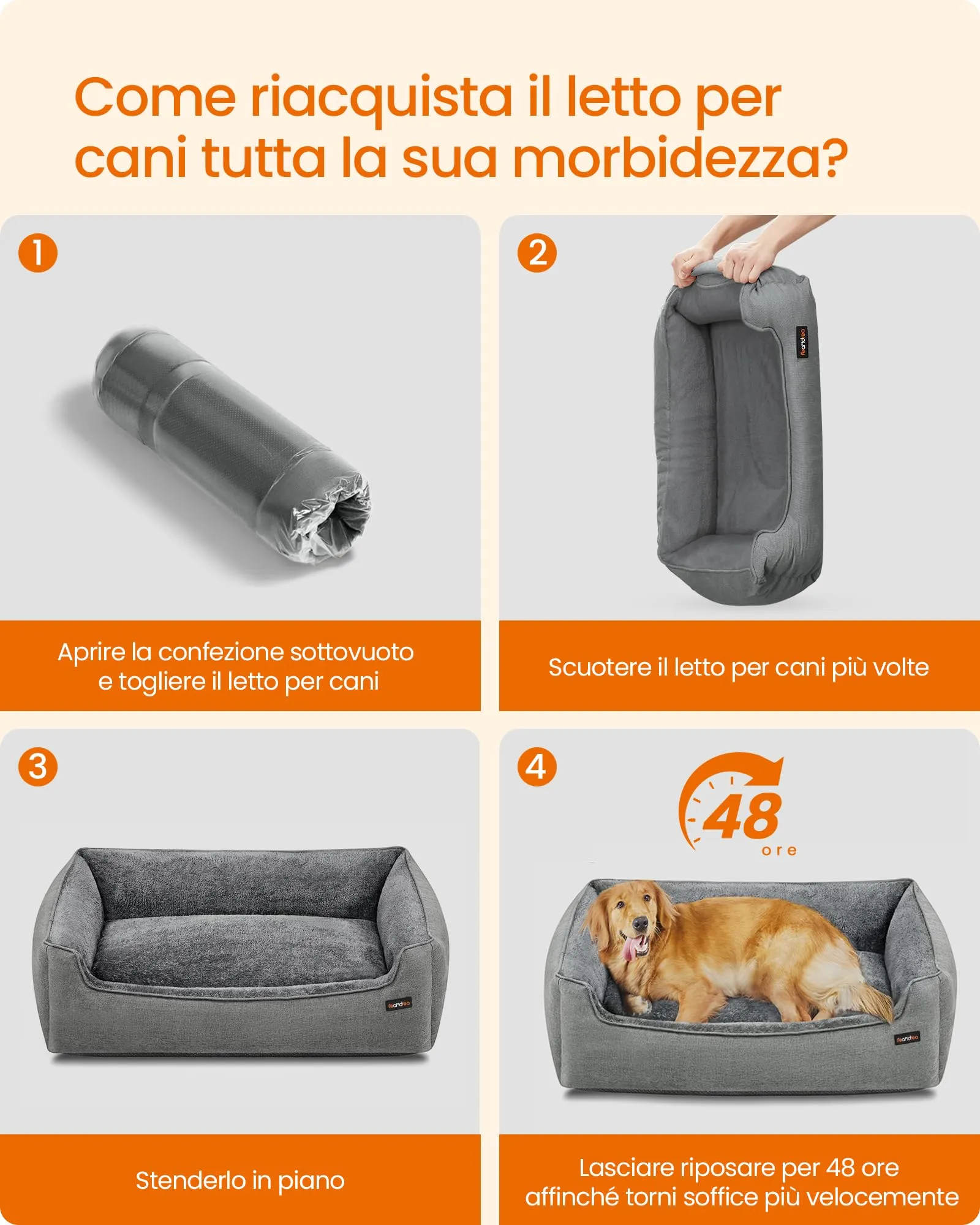 Feandrea Cuccia per Cani in Simil Lino, XL, 100 x 75 x 25 cm, Grigio Tortora PGW014GD01 - immagine 8