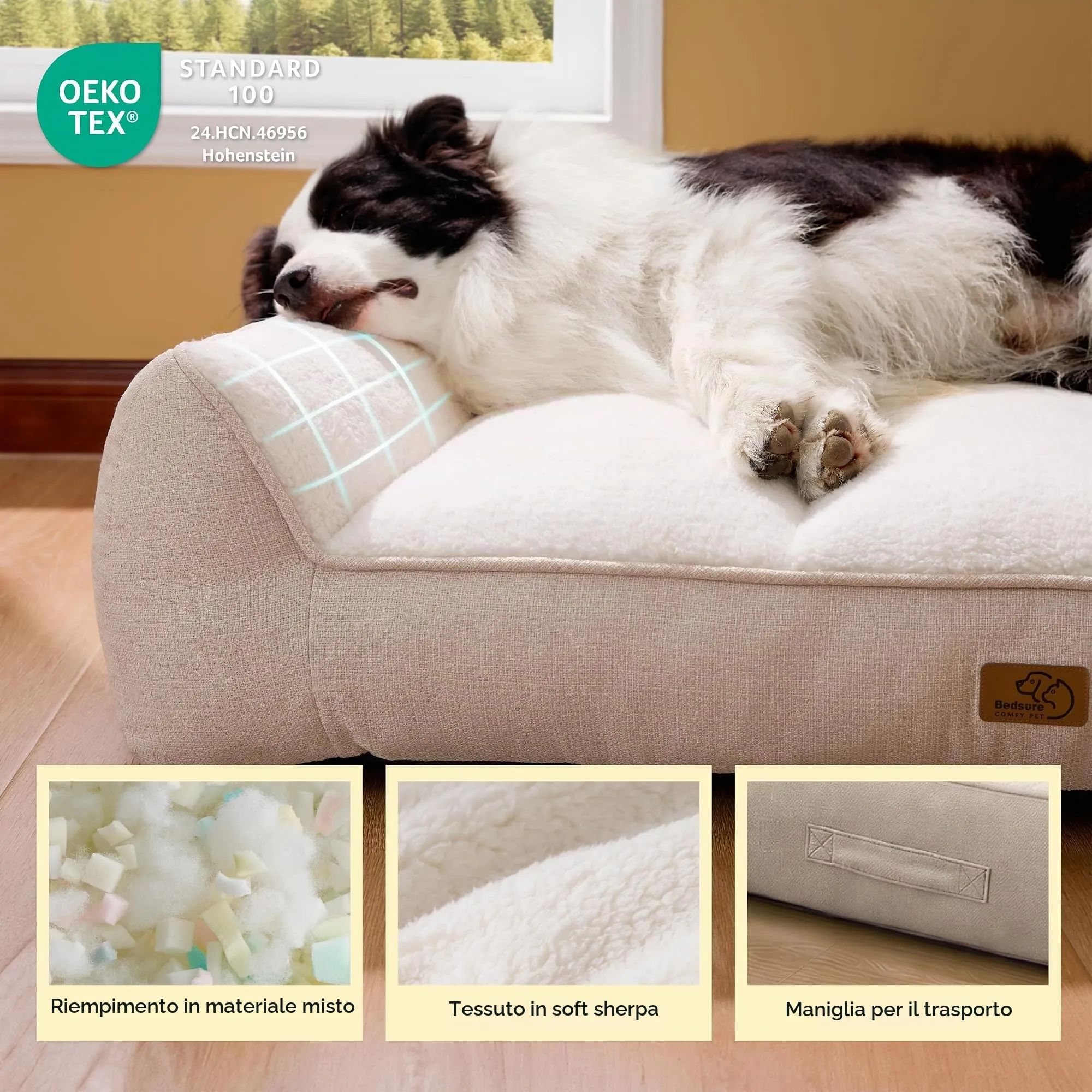 Bedsure SupportMax Extra Spesso Cuccia Cani XL 114x81cm, Crema - immagine 5