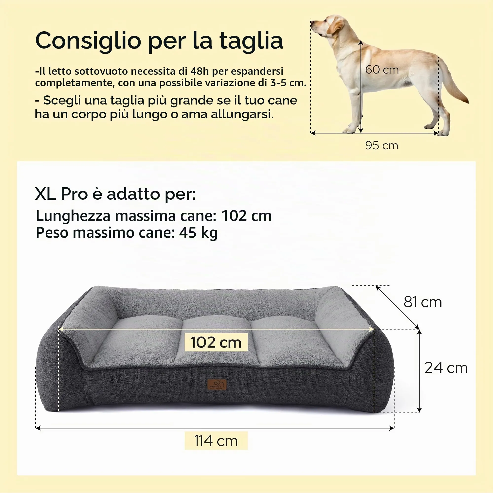 Bedsure SupportMax Cuccia Cani Extra Spessa XL 114x81cm - immagine 4