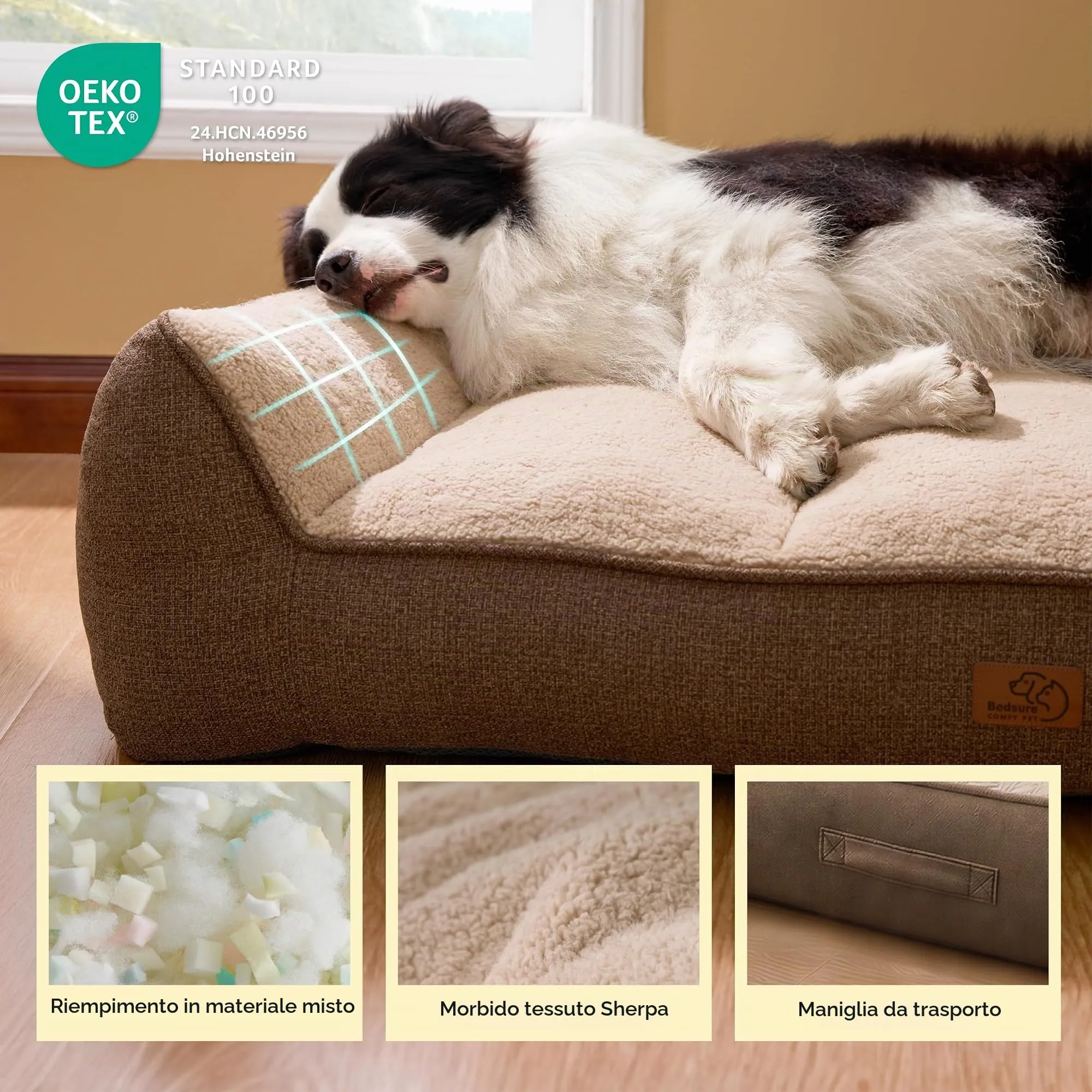 Bedsure SupportMax Cuccia Cani Extra Spessa XL 114x81cm, Marrone - immagine 5
