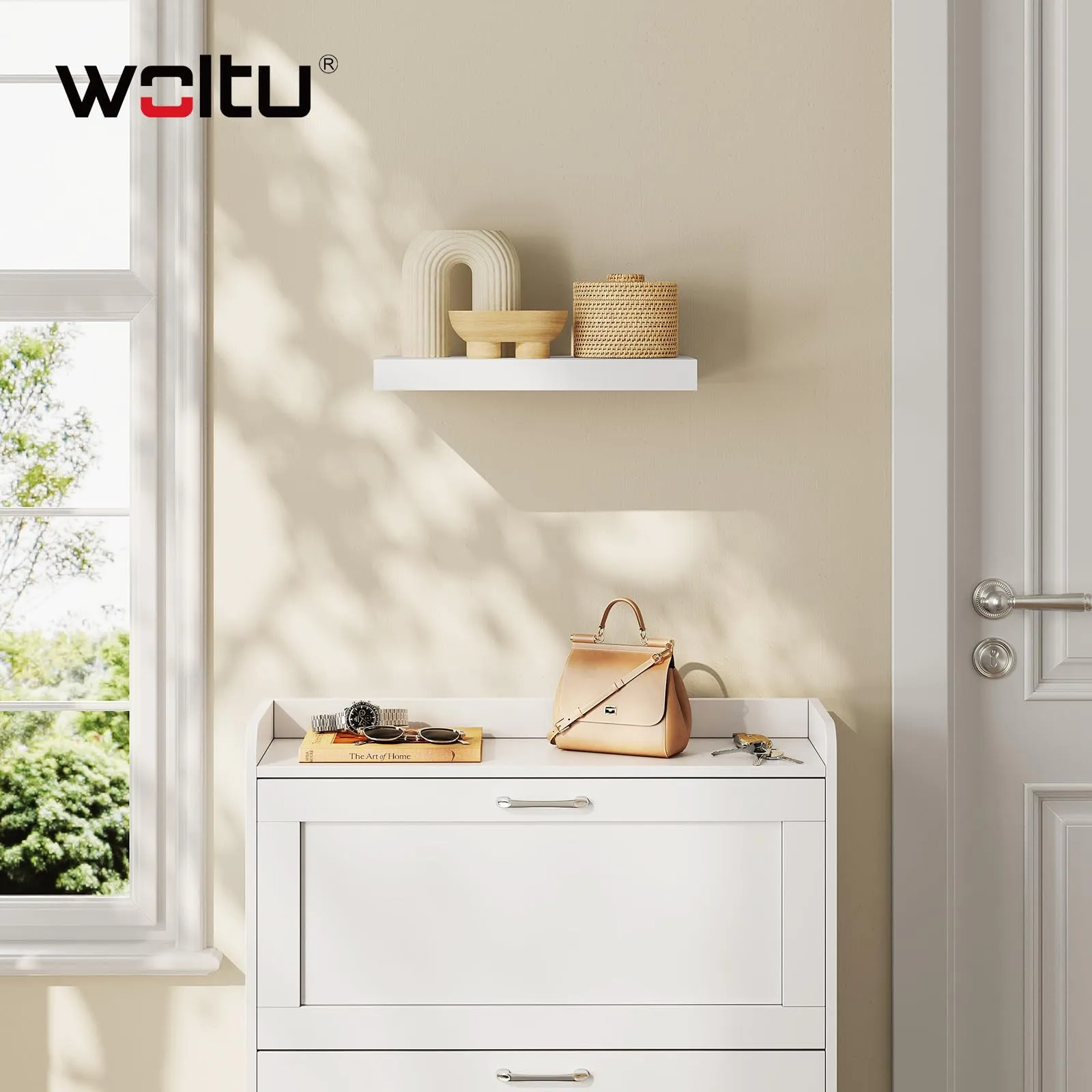 WOLTU Mensola da Muro in MDF, Bianca, 40x22.9x3.8 cm - immagine 2