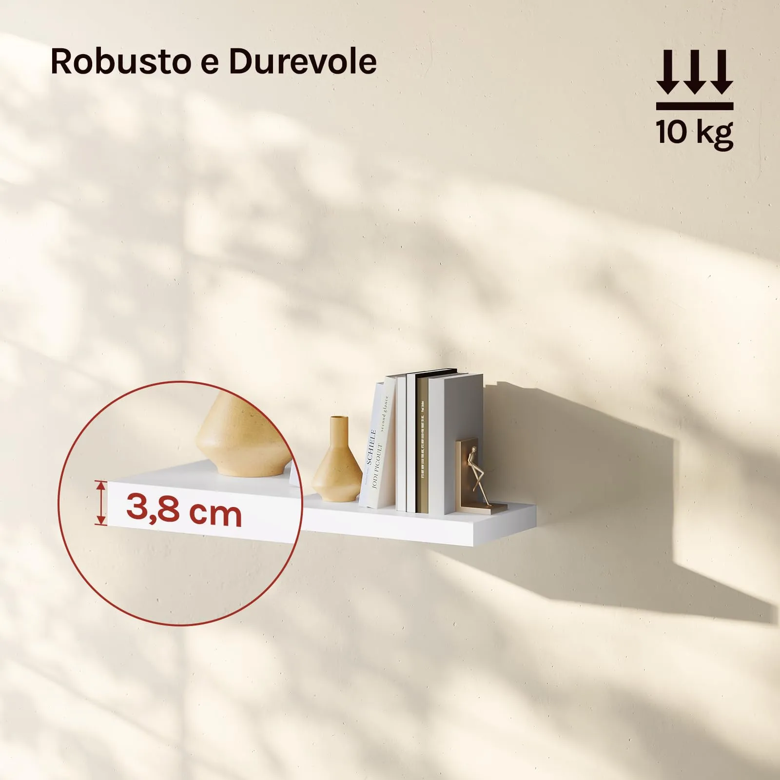 WOLTU Mensola da Muro in MDF, Bianca, 40x22.9x3.8 cm - immagine 4