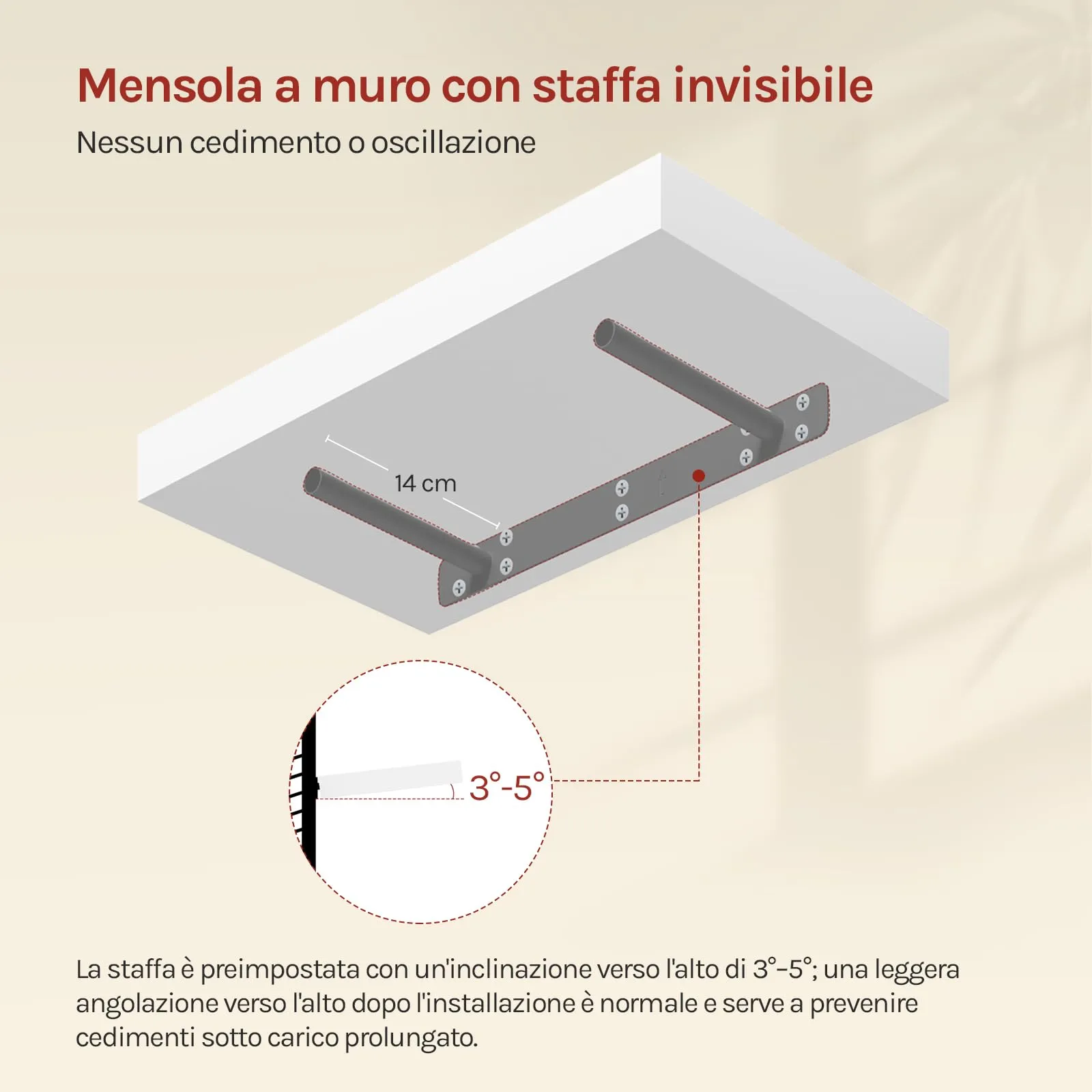 WOLTU Mensola da Muro in MDF, Bianca, 40x22.9x3.8 cm - immagine 6